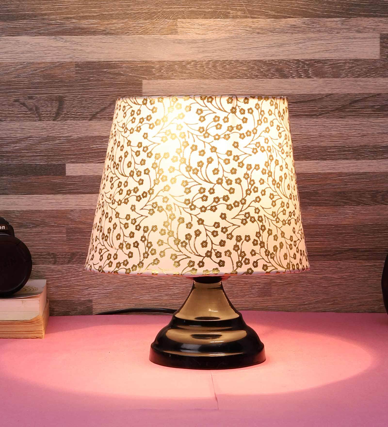 Irene Multicolour Fabric Shade Night Lamp With Metal Base