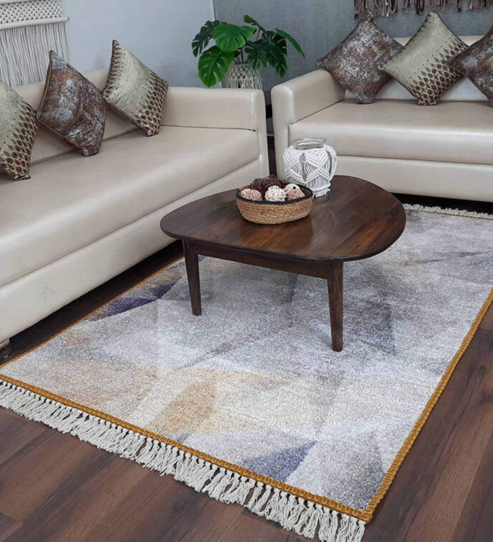 Multicolor Abstract Faux Silk 3 ft x 5 ft Hand Woven Carpet