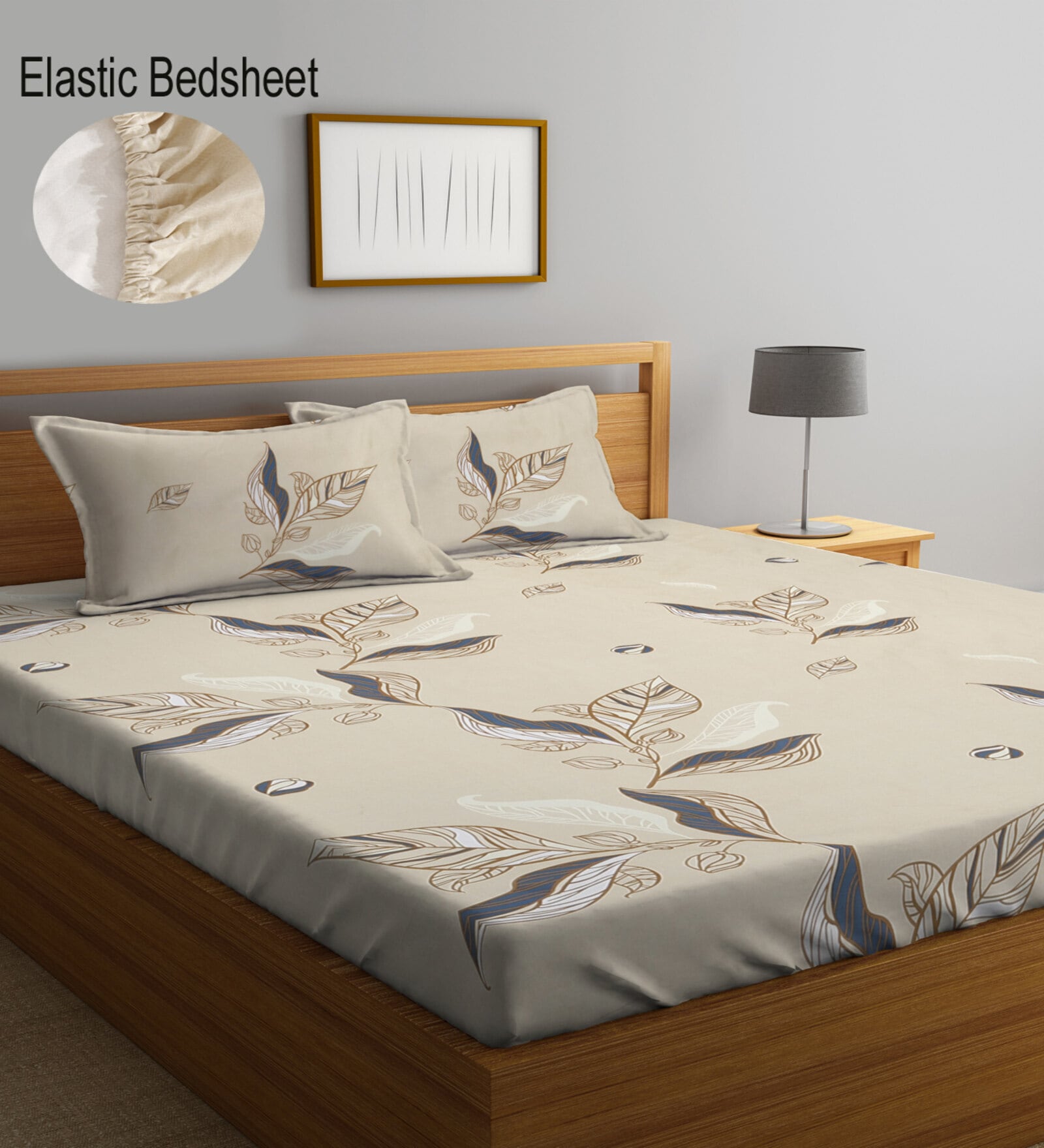 Multicolor Floral 300 TC Cotton Blend  Double Bedsheet with 2 Pillow covers