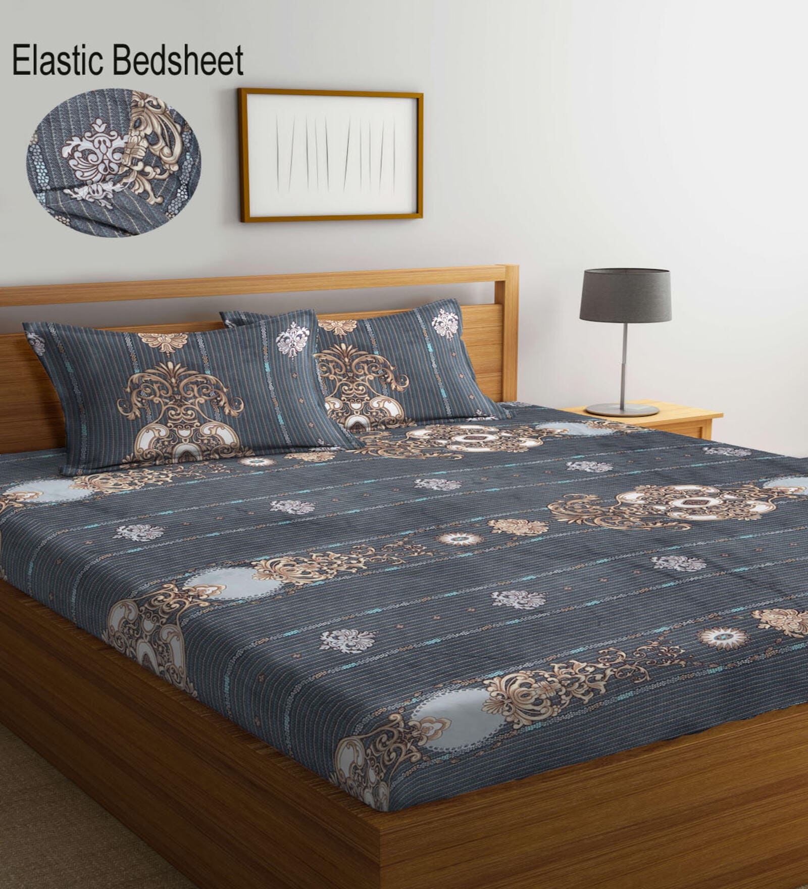 Multicolor Floral 300 TC Cotton Blend  Double Bedsheet with 2 Pillow covers
