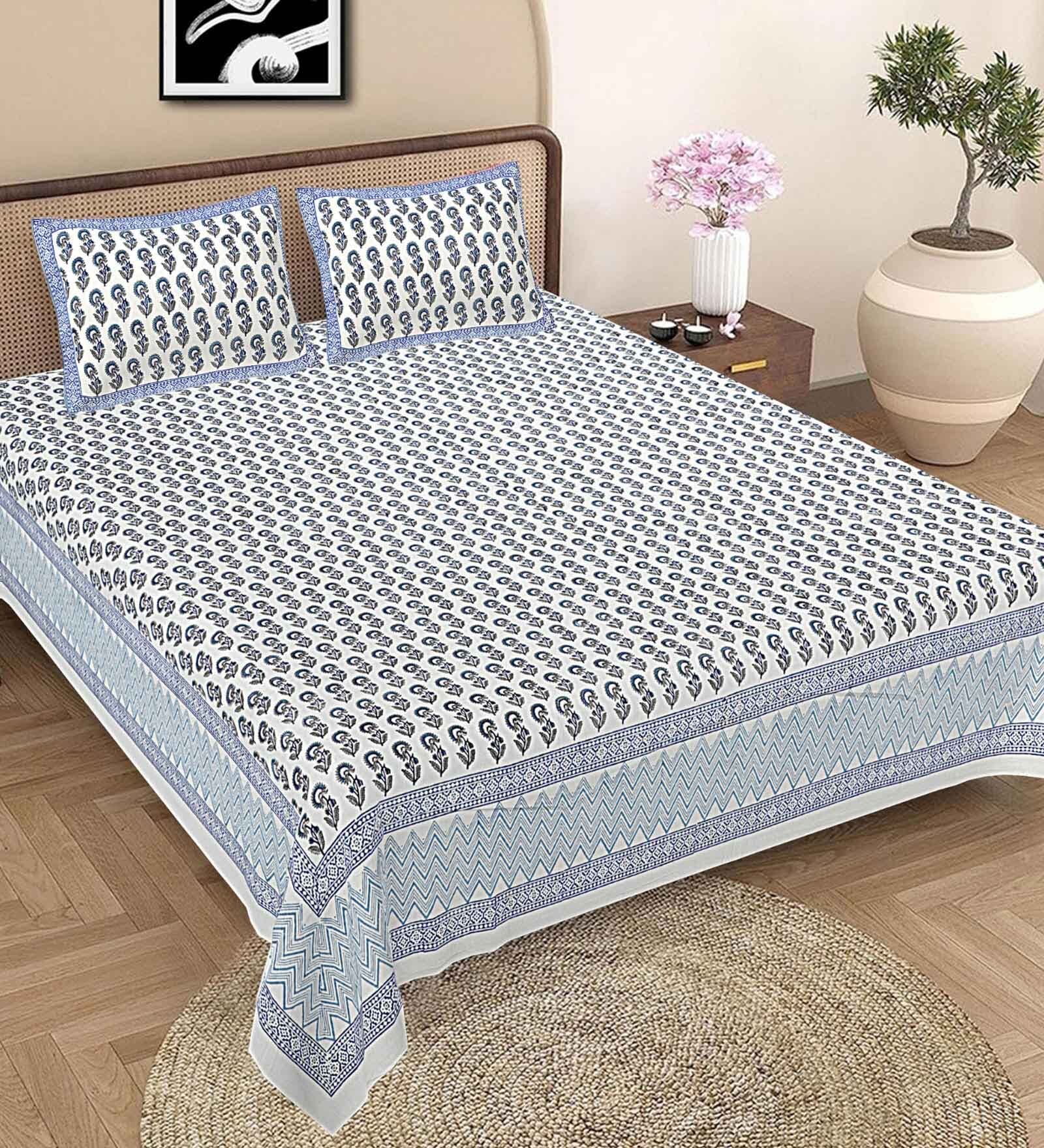 Multicolor Floral 300 TC Cotton Floral Single Sized Bedsheet With 1 Pillow Covers