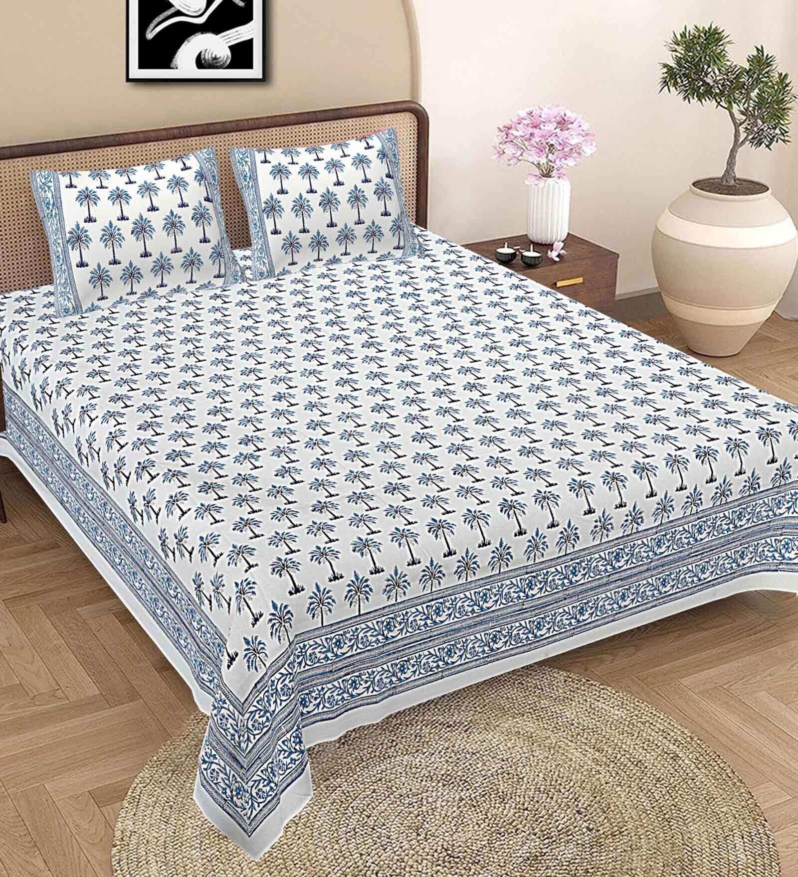 Multicolor Floral 300 TC Cotton King Sized Bedsheet With 2 Pillow Covers