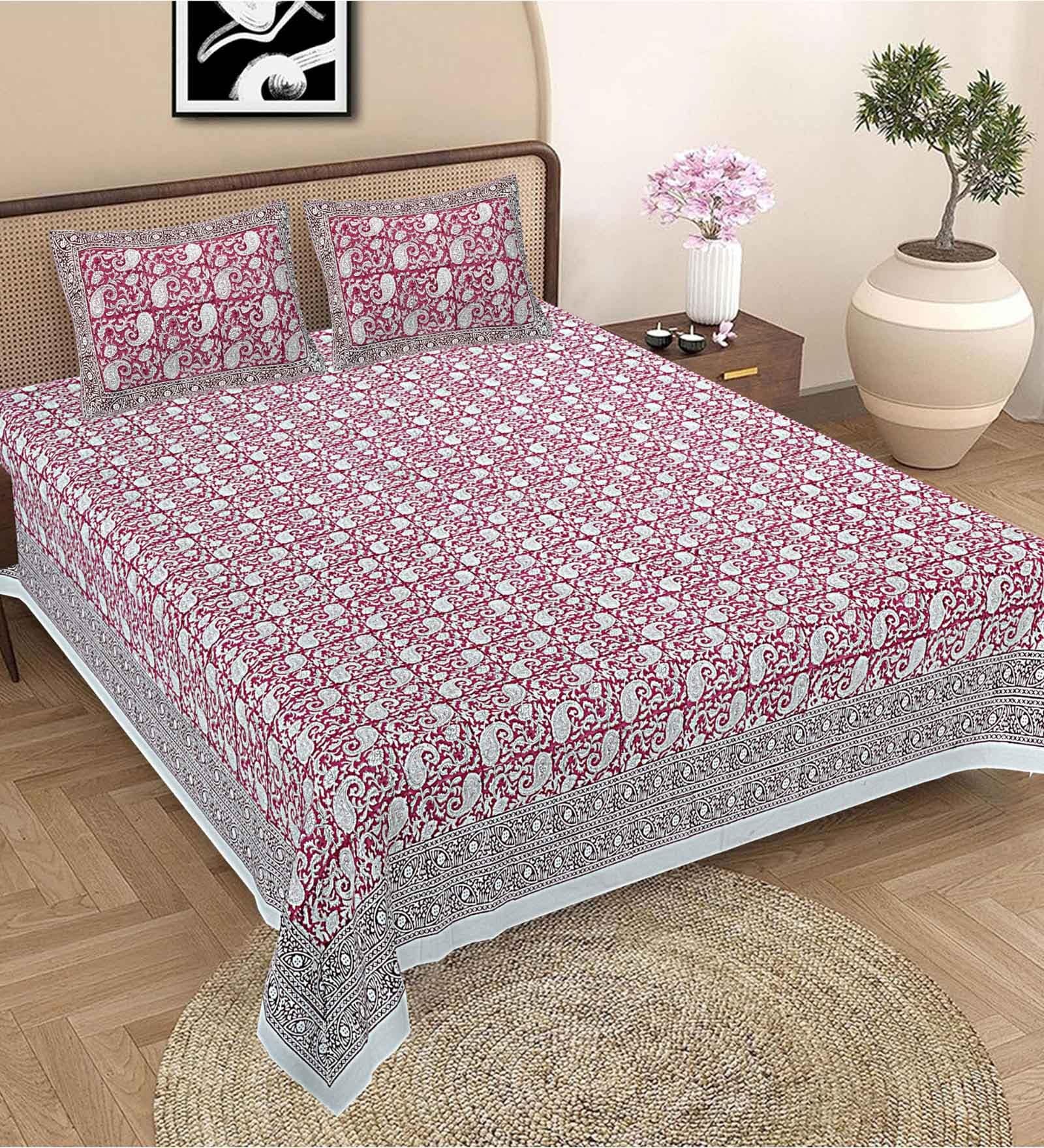 Multicolor Floral 300 TC Cotton Floral Single Sized Bedsheet With 1 Pillow Covers