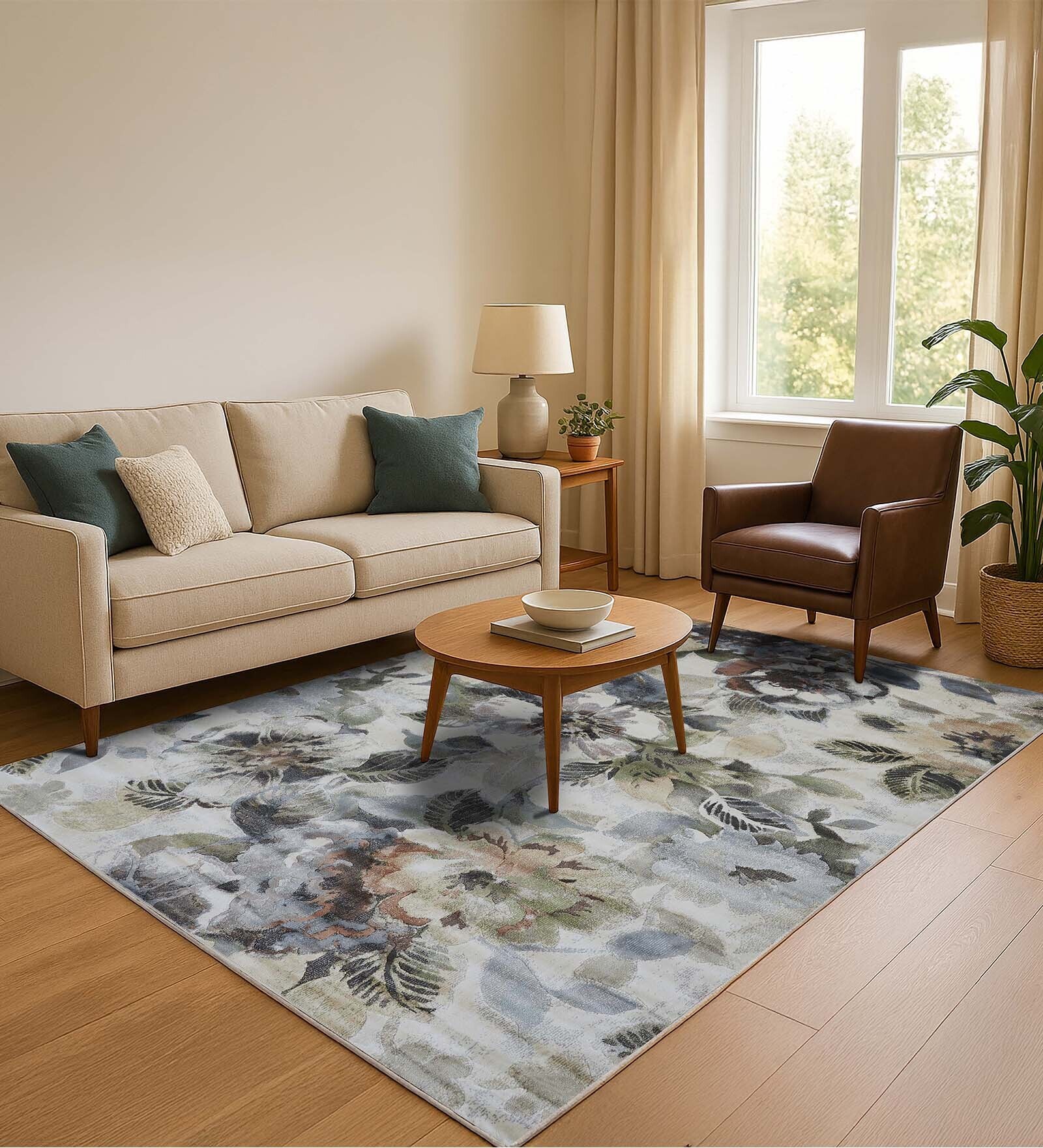 Multicolor Floral 4x6 Feet Machine Made Carpet