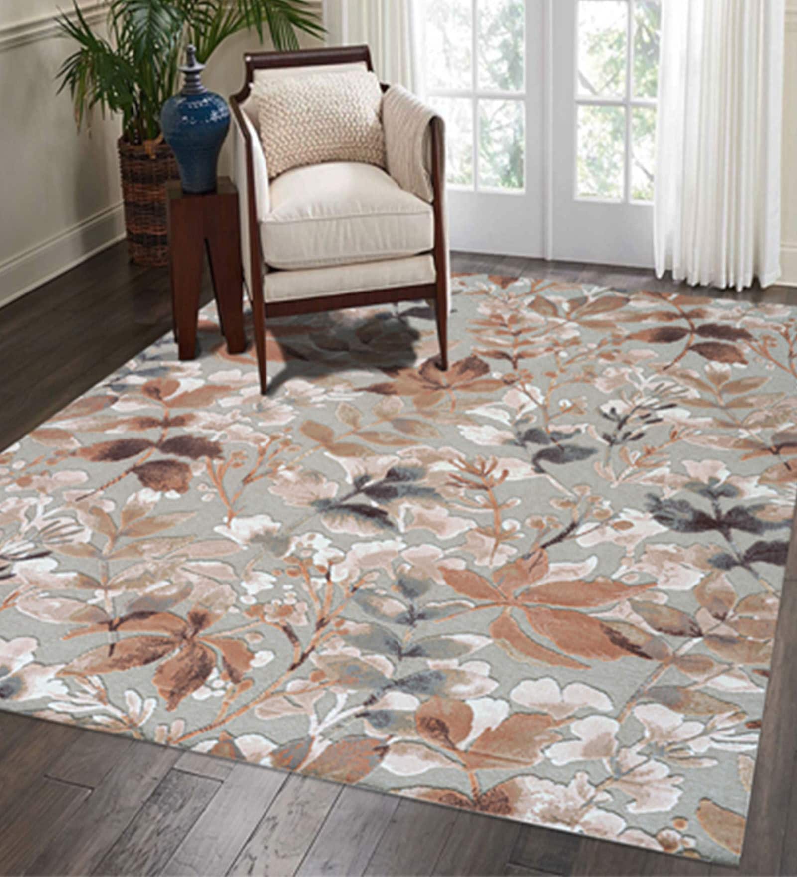 Multicolor Floral 5x7 Feet Machine Made Carpet