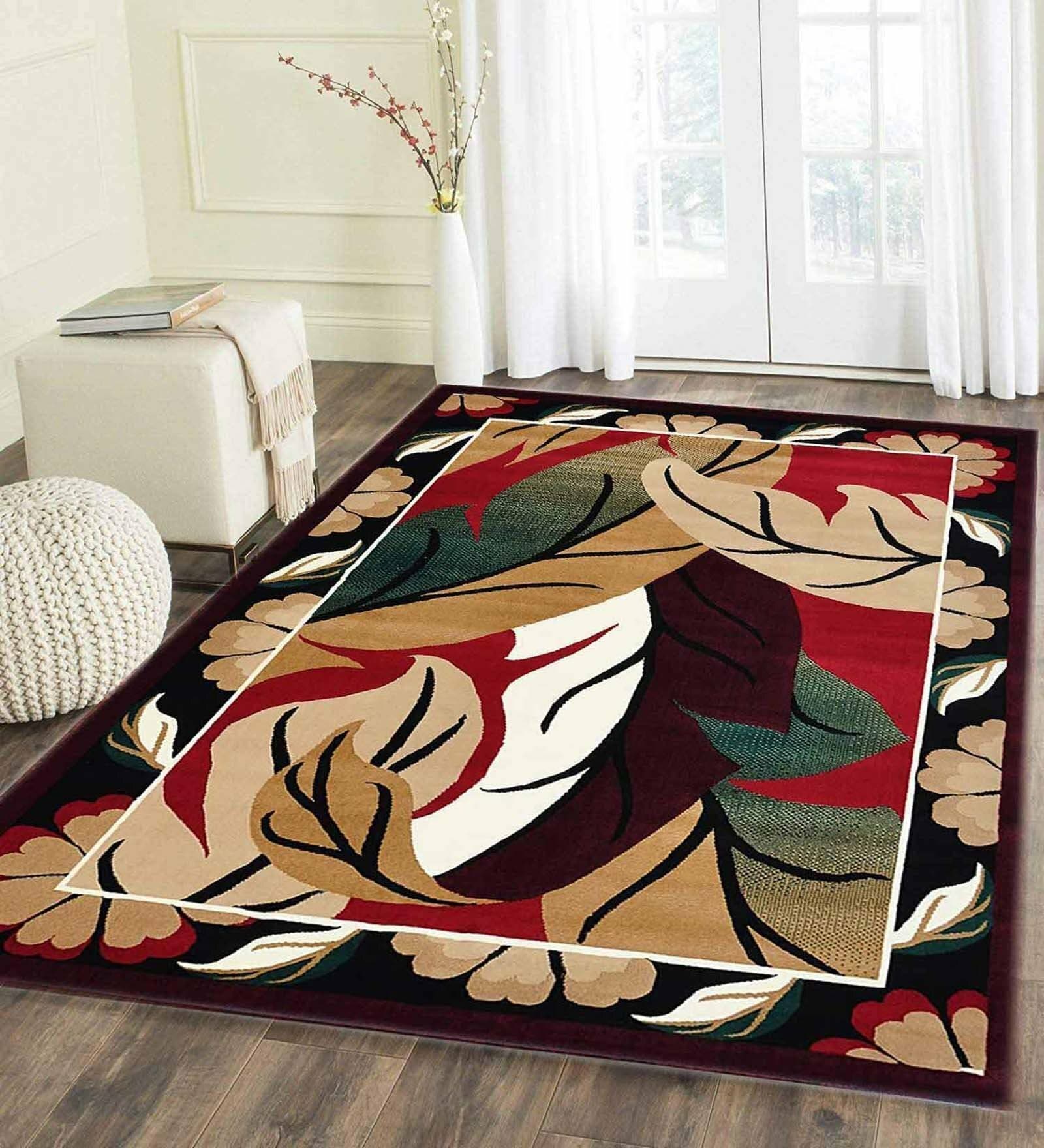 Buy Multicolor Floral Acrylic 5 ft X 7 ft Machine Made Carpet at 22% ...