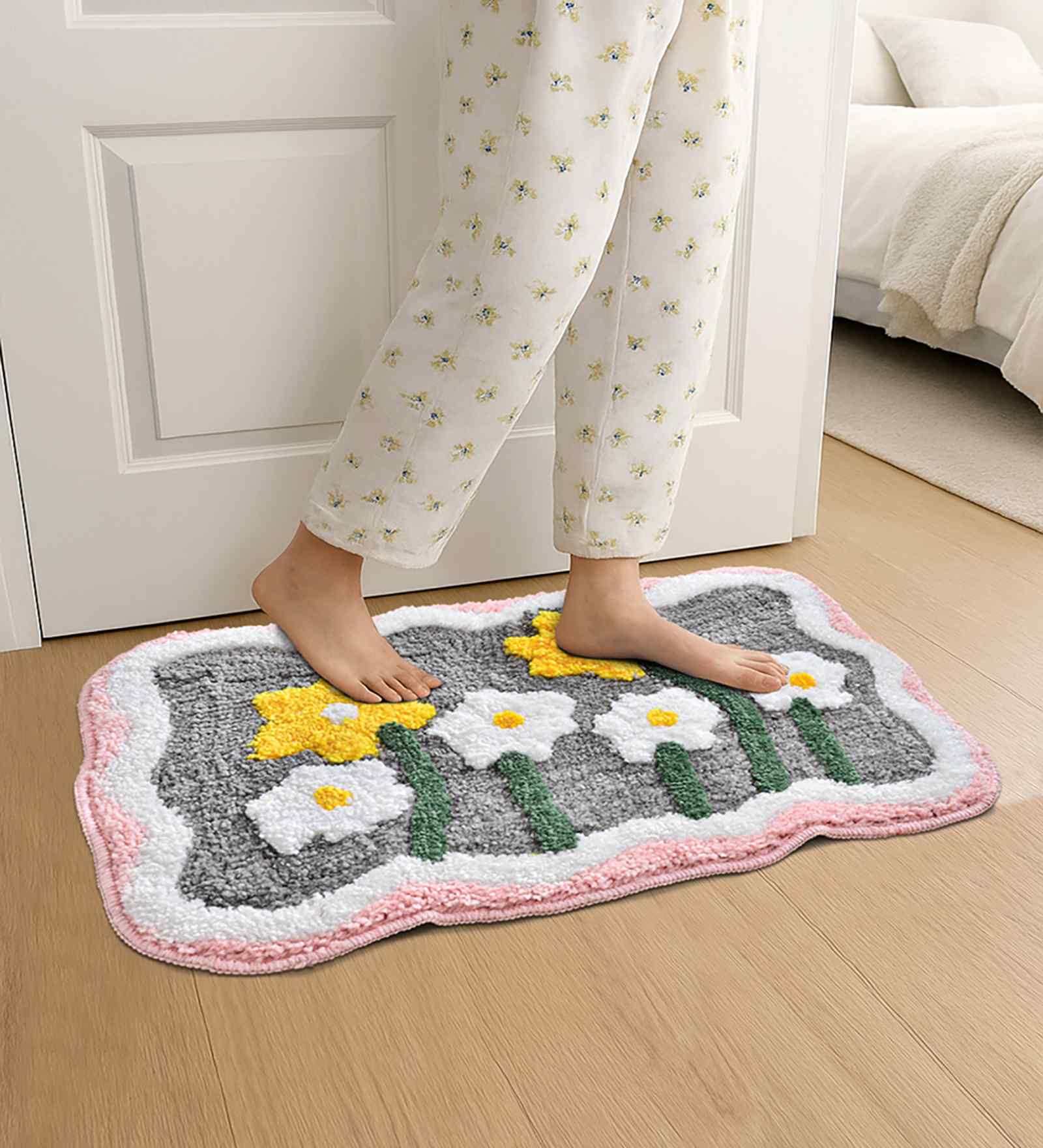 Multicolor Floral Cotton Blend 24x16 Inches Anti Skid Door Mat
