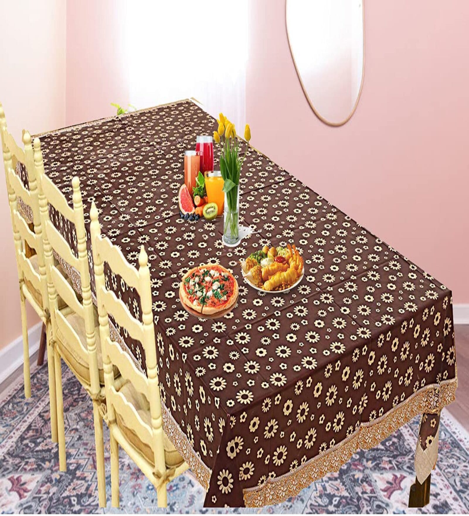 Multicolor Floral Heat-Resistant, Waterproof (90x60) Table Cloth