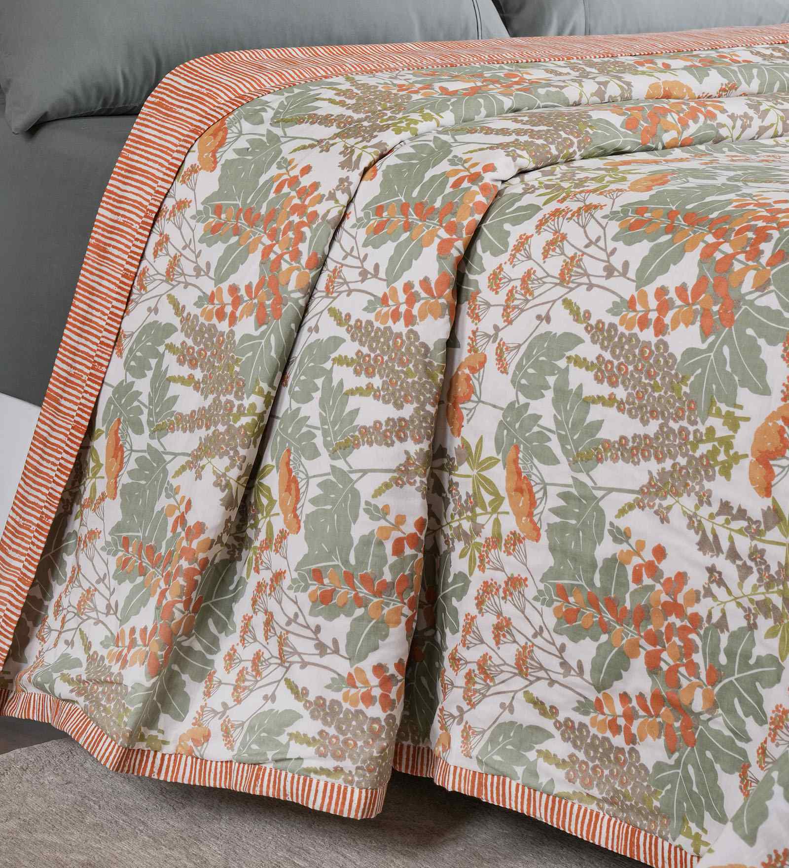 Multicolor Floral Print Cotton Double Bed Dohar