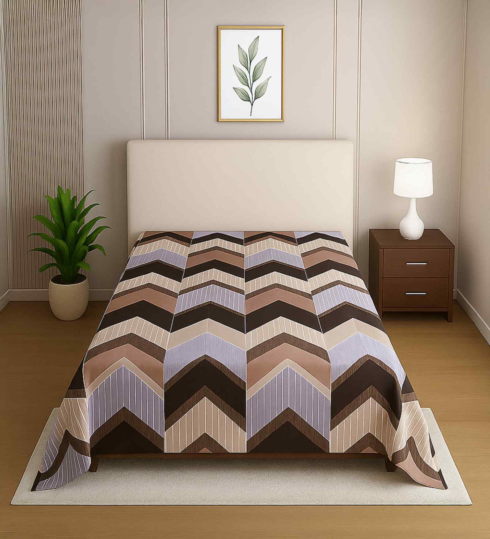Multicolor Geometric 210 TC Mix Cotton Single Bed Size Bedsheet Essential Series Collection