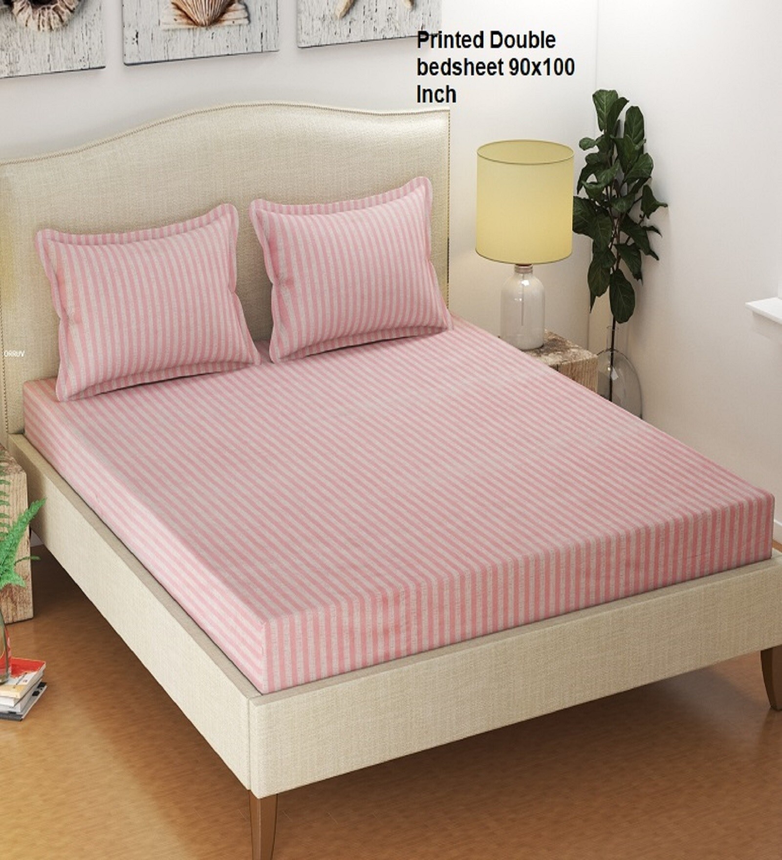 Buy Pink Striped 250 TC Poly Cotton King Size with 2 Pillow Covers by Orruv at 44 OFF by Orruv
