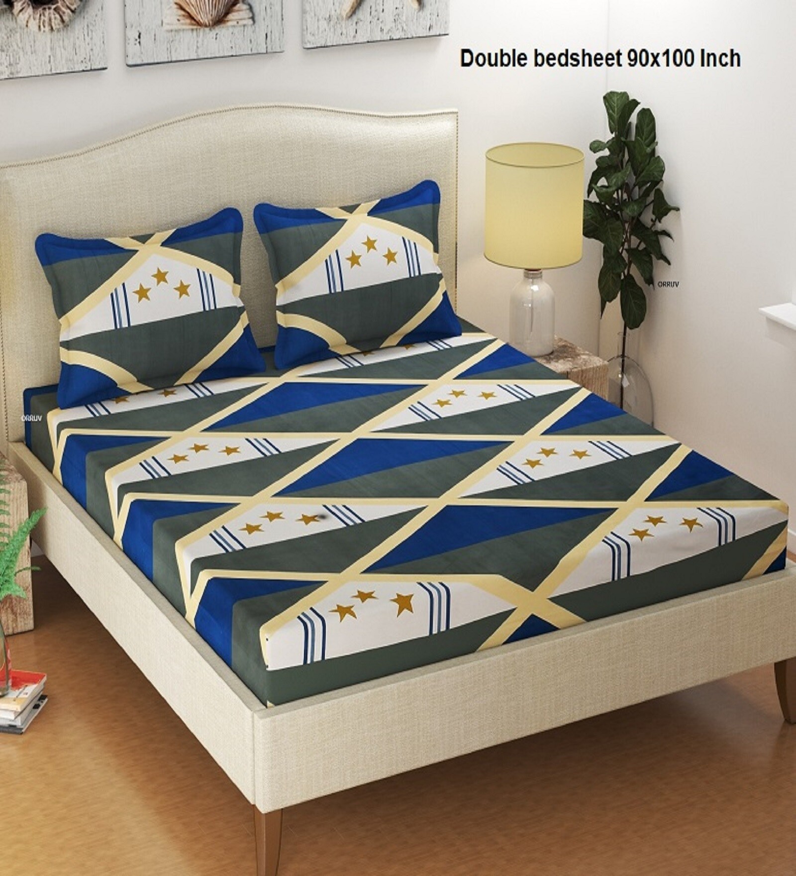 Multicolor Geometric 250 TC Poly Cotton King Size with 2 Pillow Covers