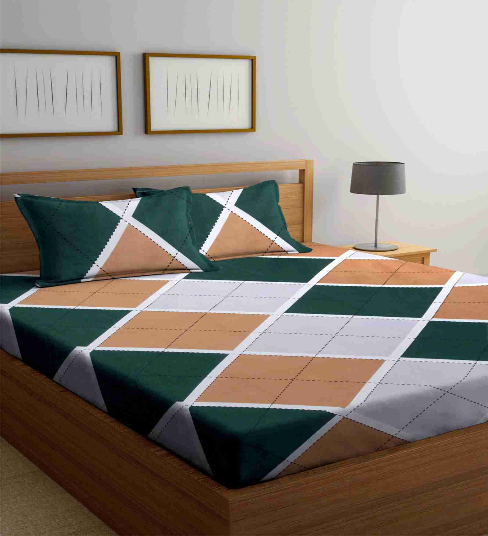 Multicolor Floral 300 TC Cotton Blend King Sized Bed Sheets with 2 Pillow Covers