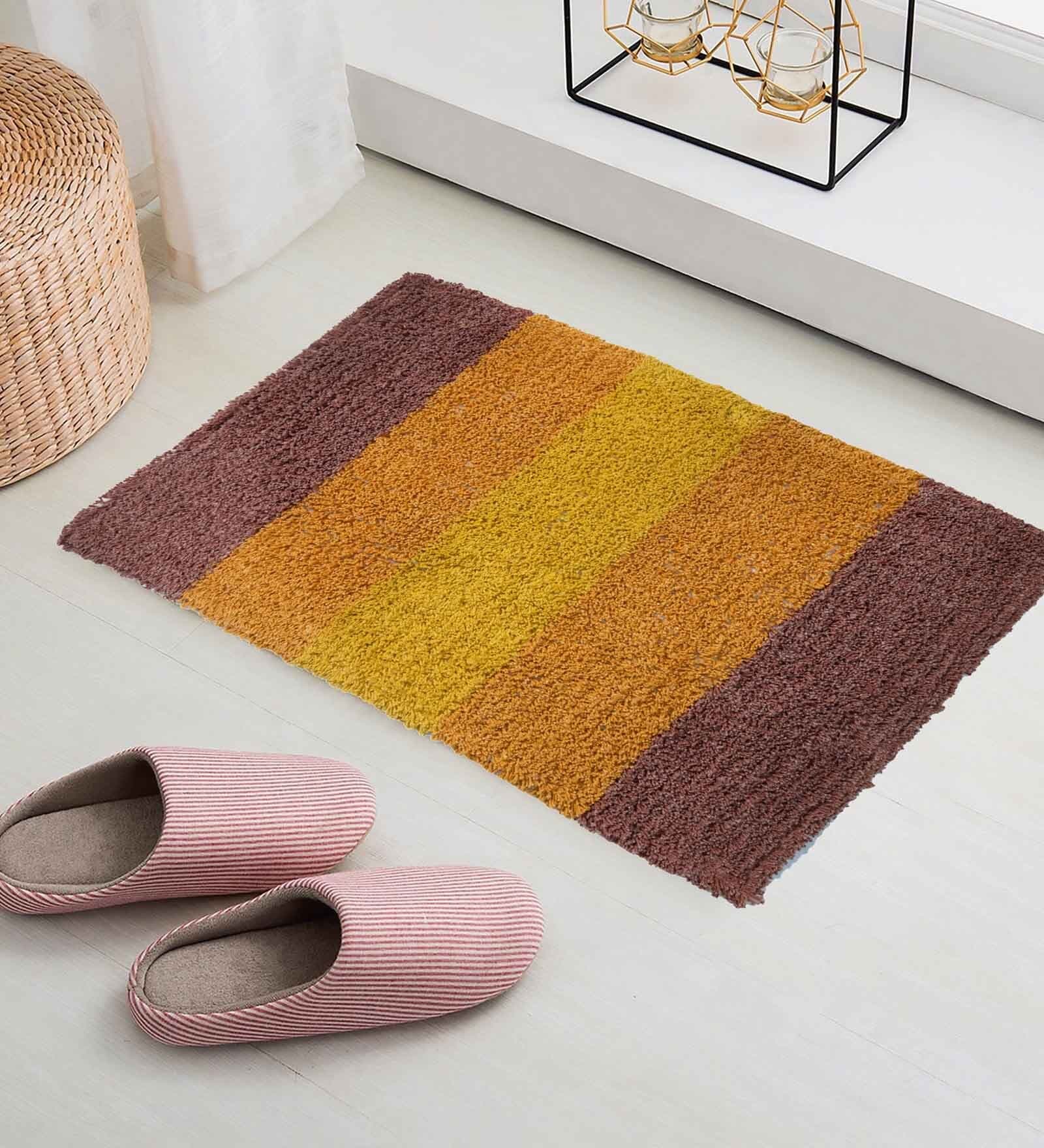 Multicolor Geometric Blended Cotton 16x24 Inches AntiSkid (Set of 2) Door Mat