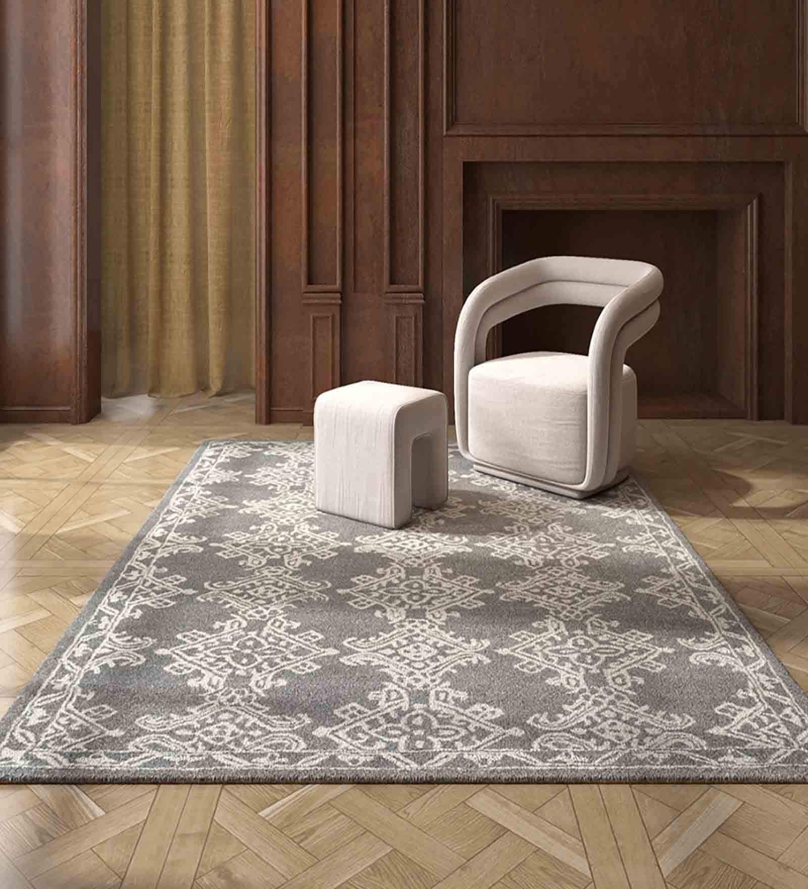 Multicolor Persian Wool & Viscose 5 ft X 8 ft Hand Tufted Carpet