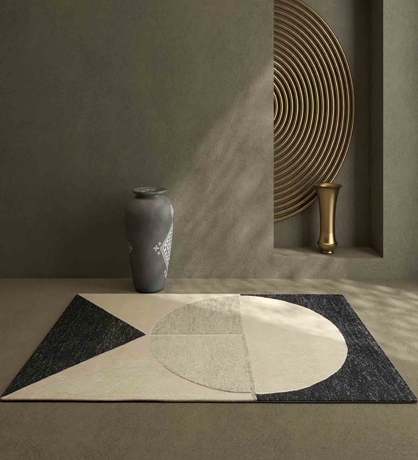 Multicolor Geometric Wool 6 ft X 9 ft Hand Tufted Carpet