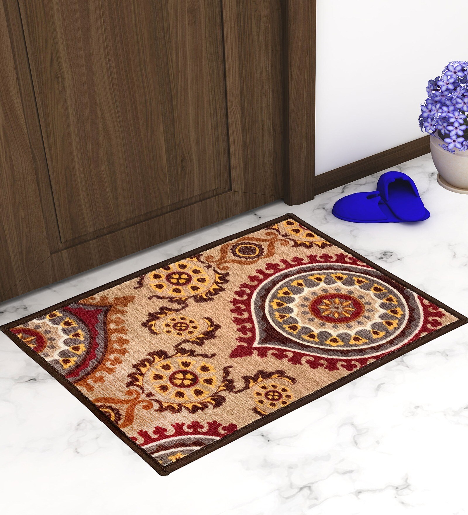 Multicolor Traditional Nylon 22.5x14.6 Inches AntiSkid 1 Door Mat