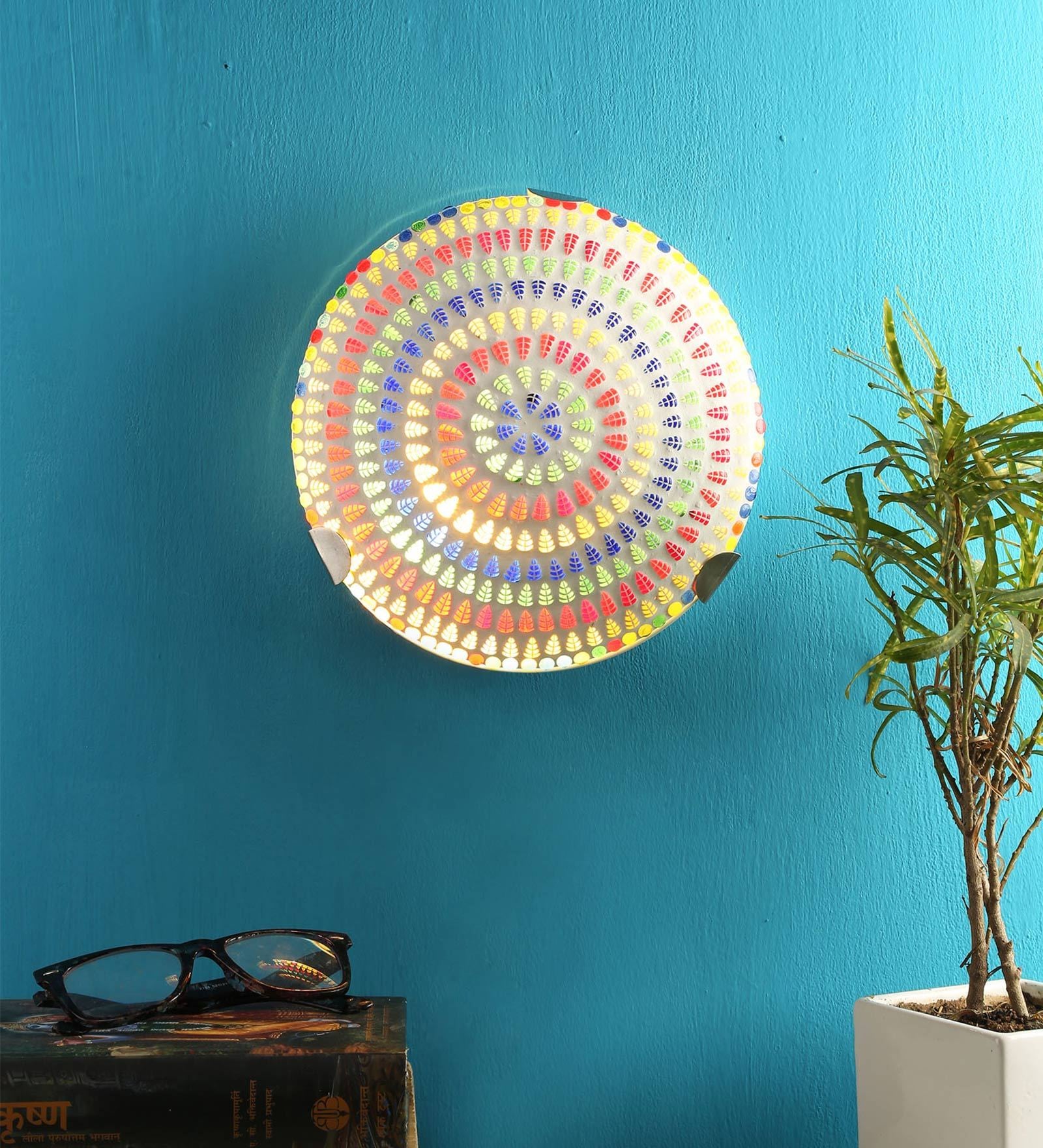 Emmett Glass Flush Mount Wall Light (Multicolour)
