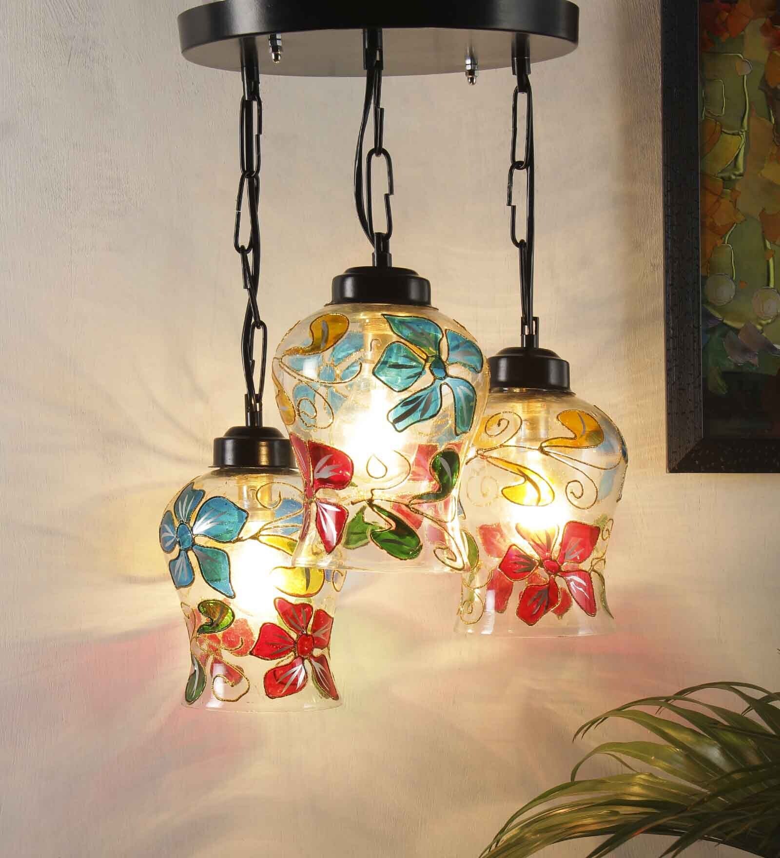 Novo Black Glass and Iron Cluster Hanging Light