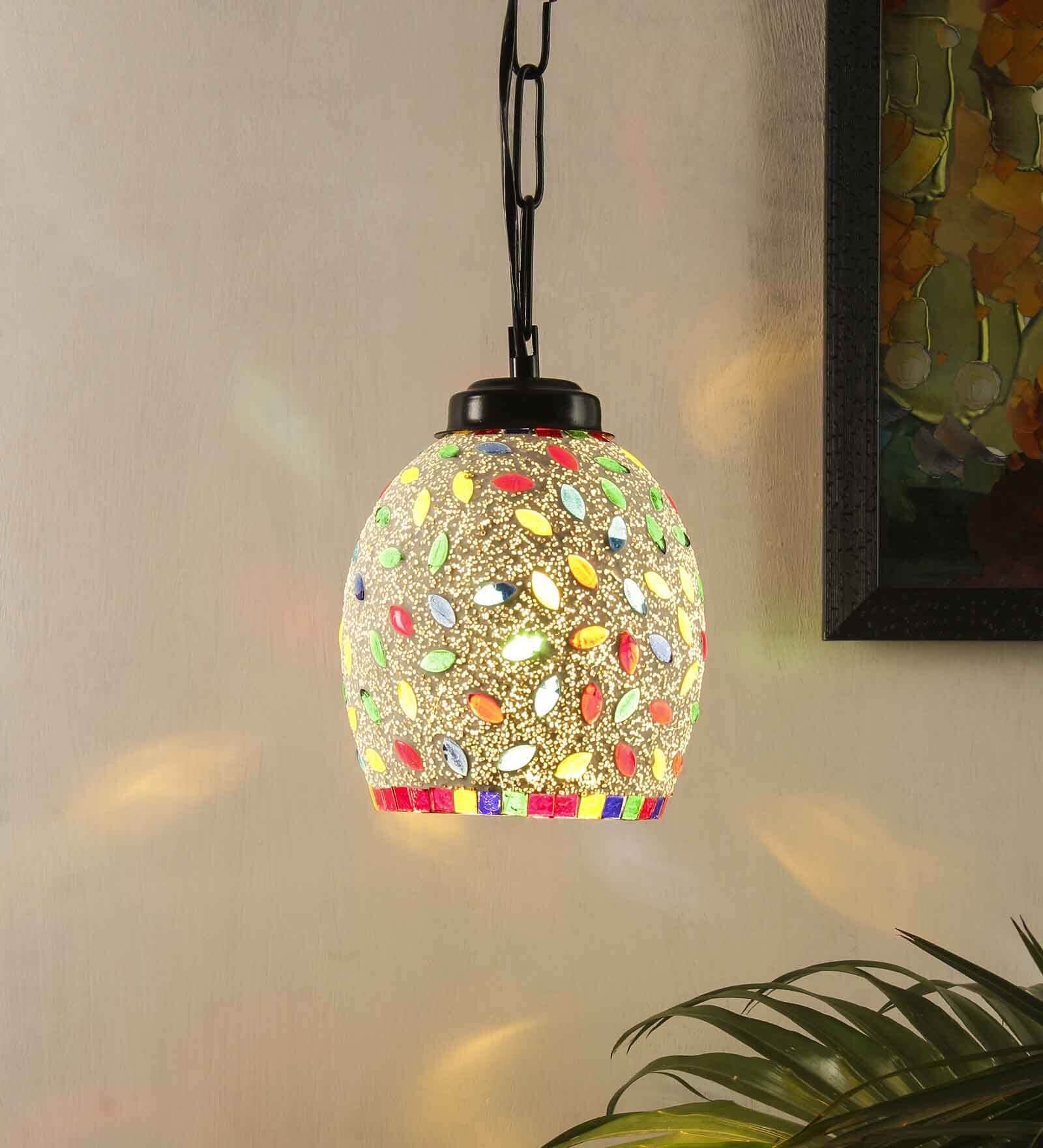 Dorian Black Glass and Iron Hanging Light