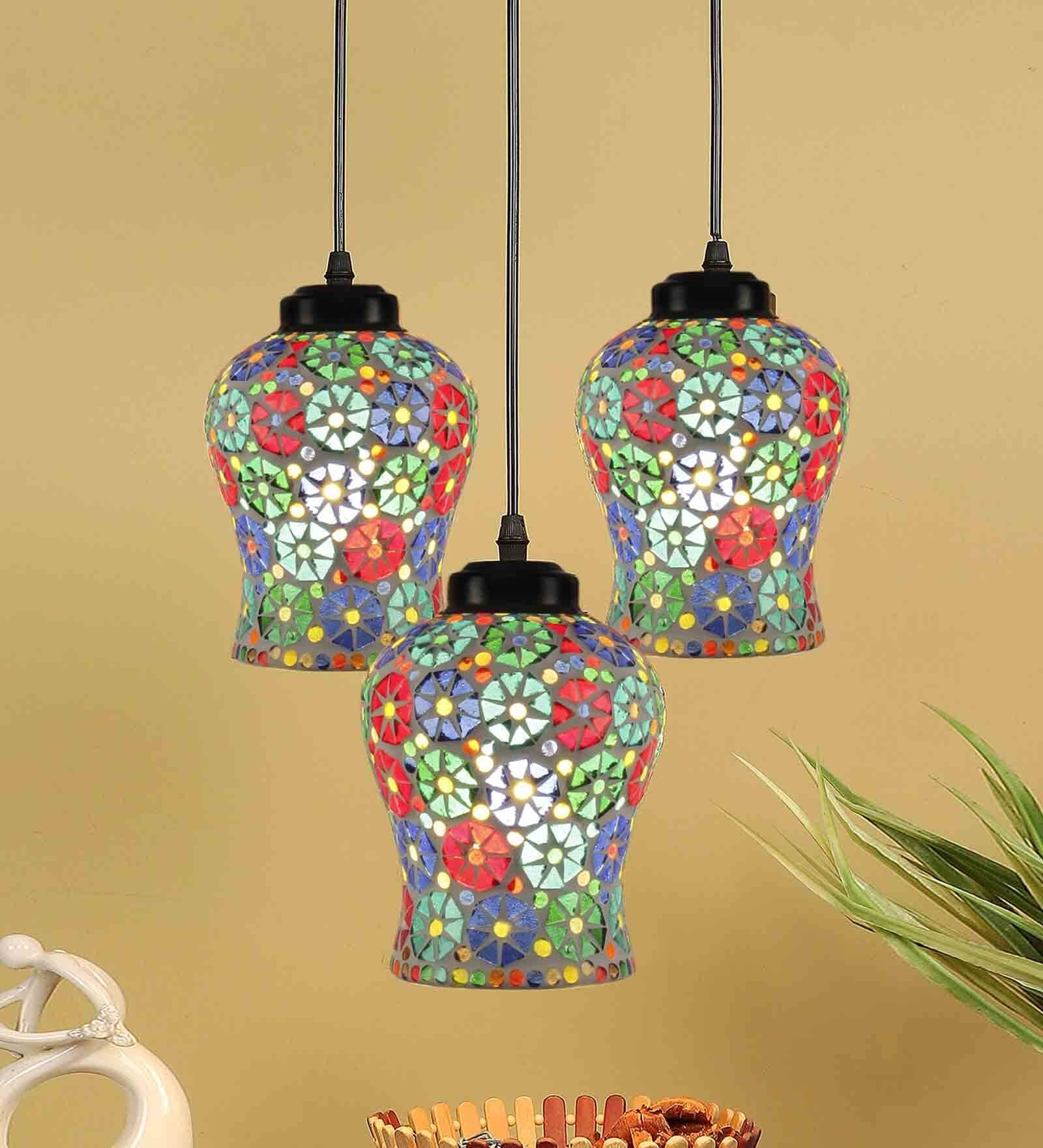 Wren Multicolour Glass Cluster Hanging Light