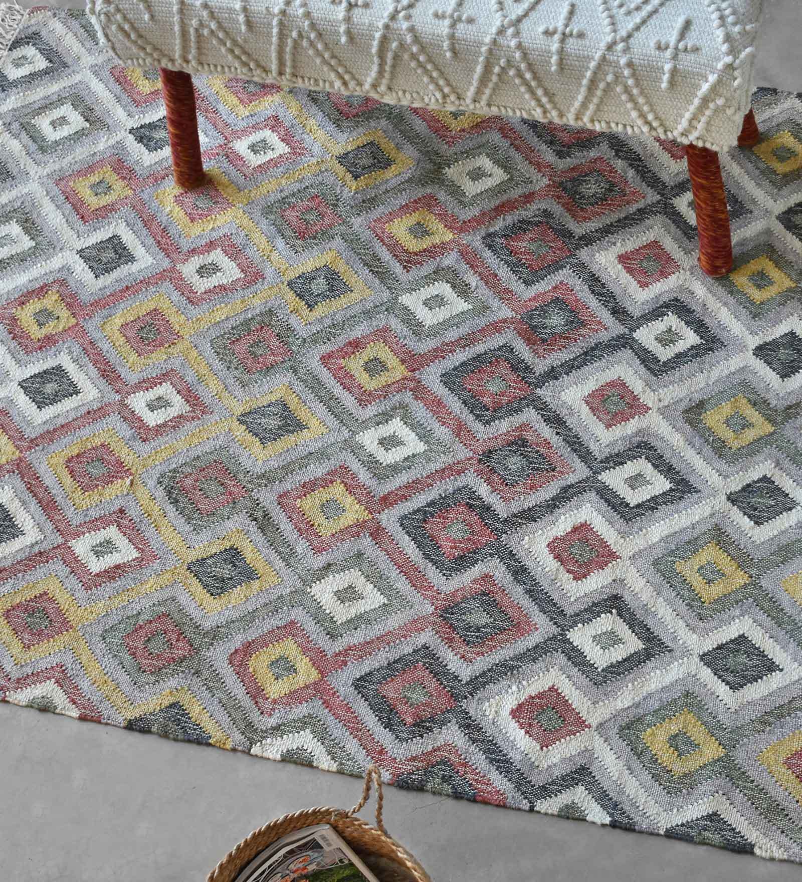 Buy Multicolor Hemp Geometric 5 x 7 Feet Hand Woven Carpet by The Rug