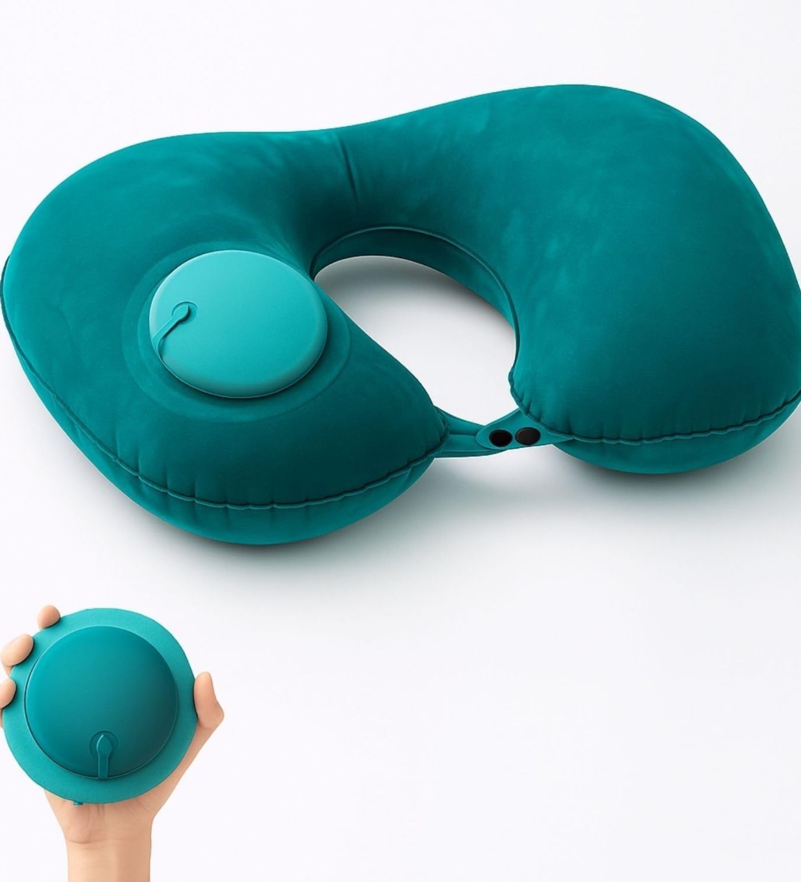 Teal Button Travel Neck Pillow