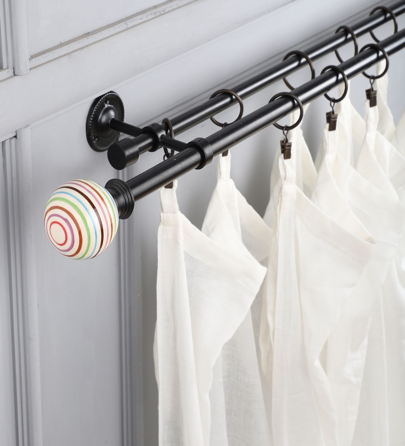 Multicolor Iron 84- 144 Inches Expandable Curtain Rod with Accessories
