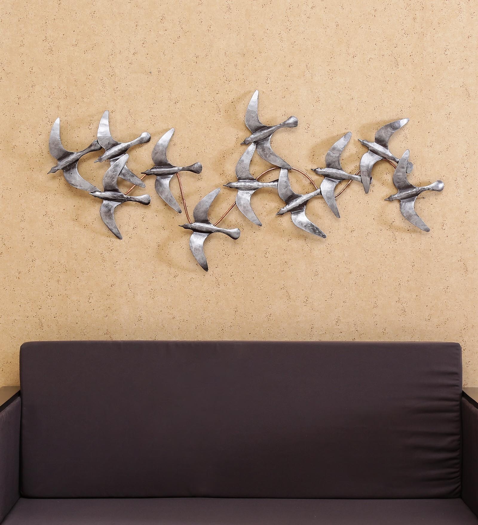 Multicolor Metal Bunch Of Flying Birds Wall Art