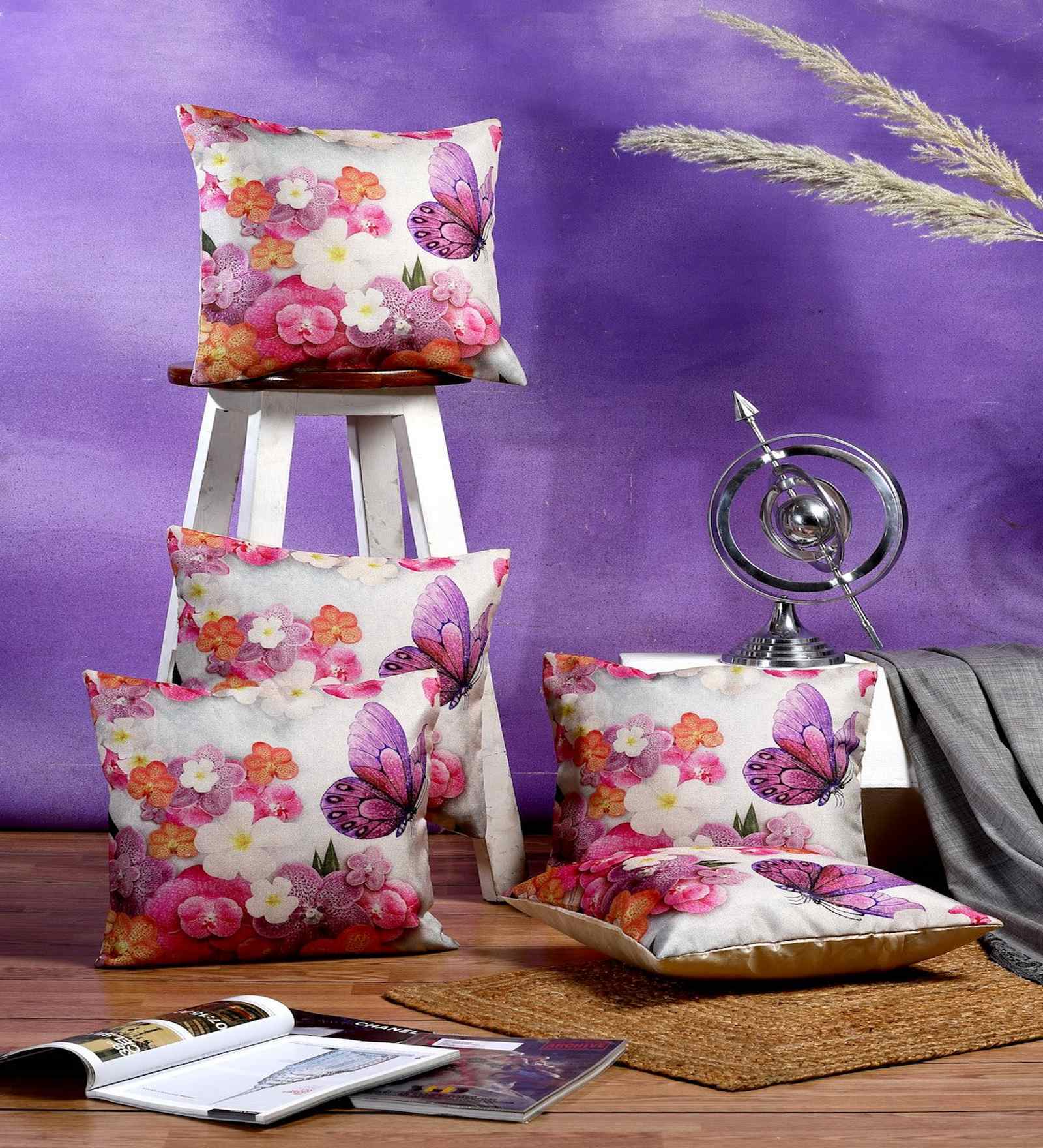 Multicolor Jute Animal 16x16 inches Cushion Covers (Pack of 5)