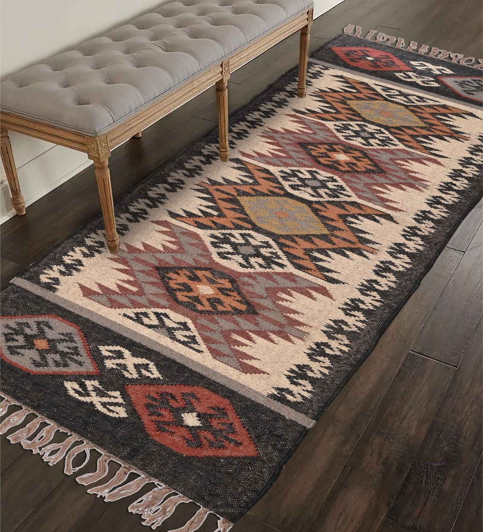 Multicolor Wool & Jute Traditional 6 ft x 2 ft Inches Runner