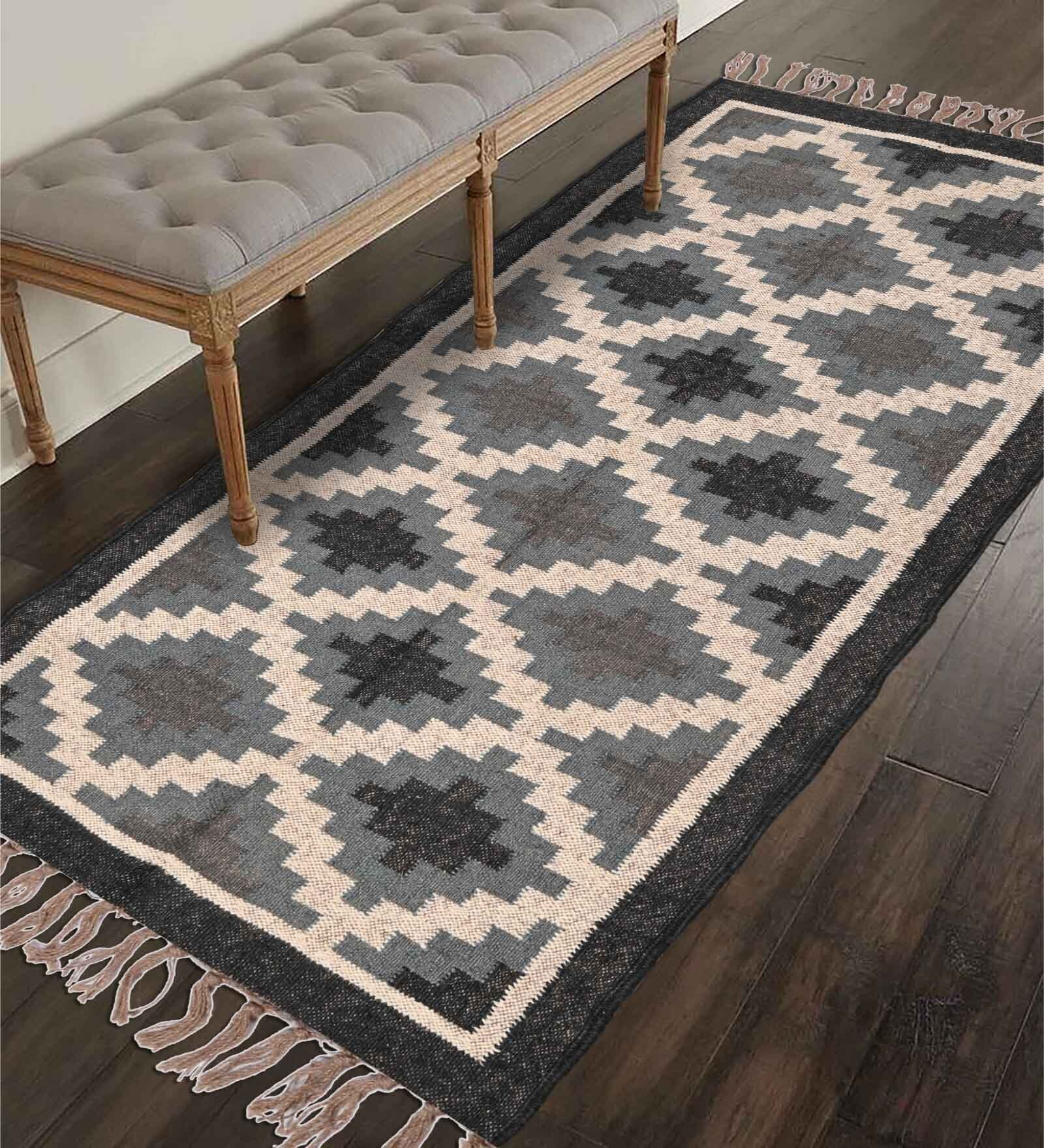 Grey Jute Abstract 6 ft x 2 ft Inches Runner