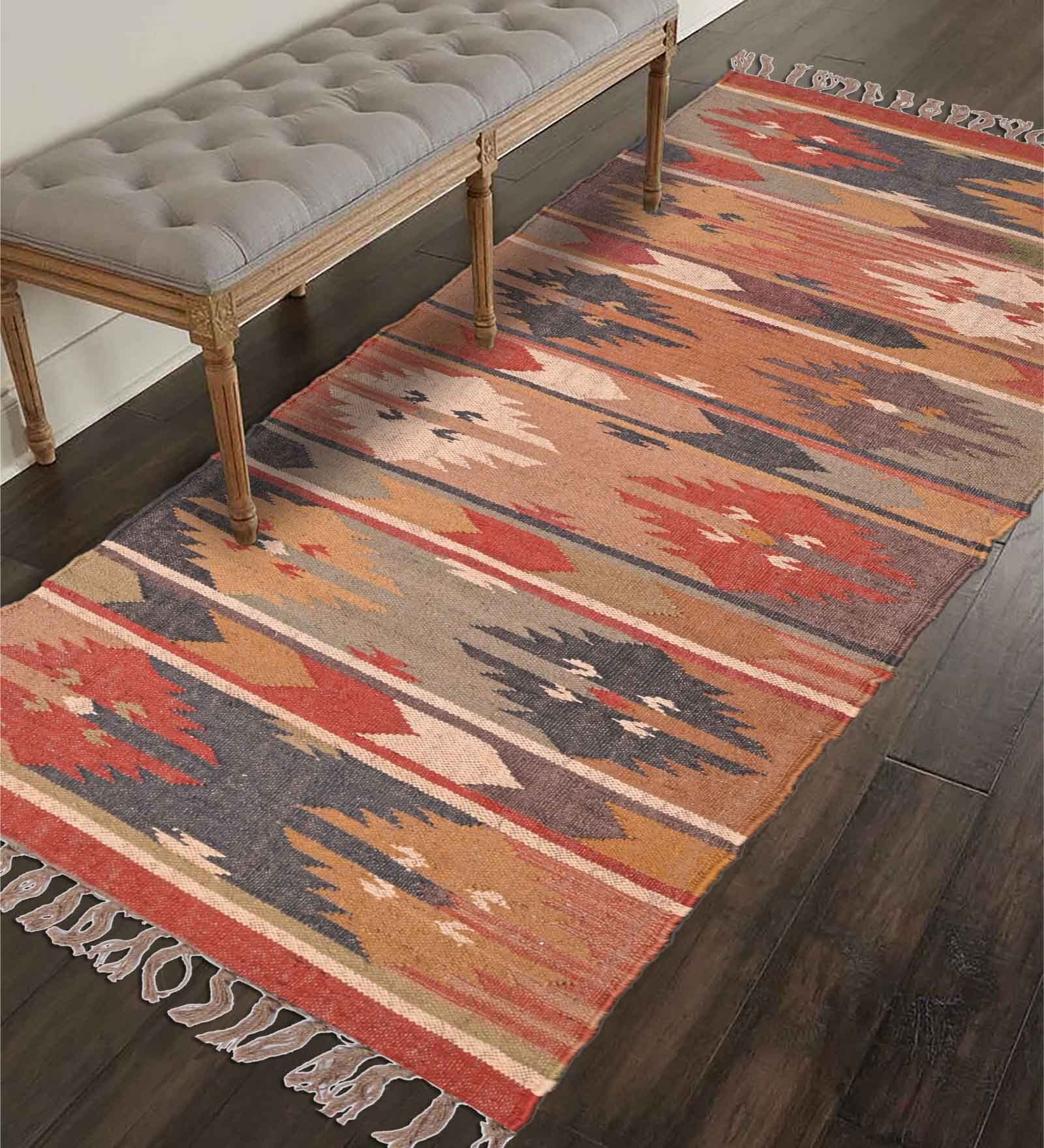 Multicolor Wool & Jute Abstract 6 ft x 2 ft Inches Runner