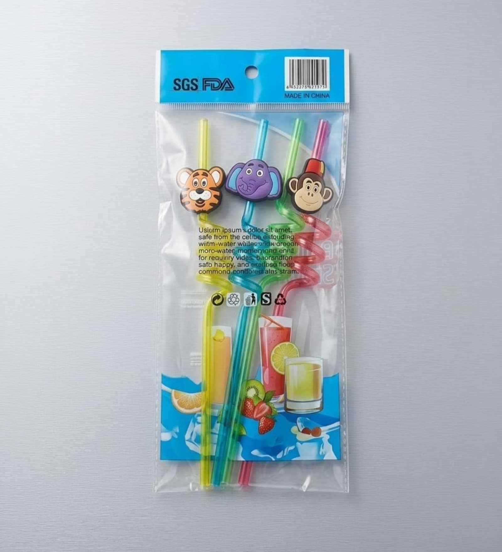 Multicolor Kids Curly Drinking Straw with Cartoon Topper (Assorted Design & Color) Multicolor Kids Curly Drinking Straw with Cartoon Topper (Assorted Design & Color)