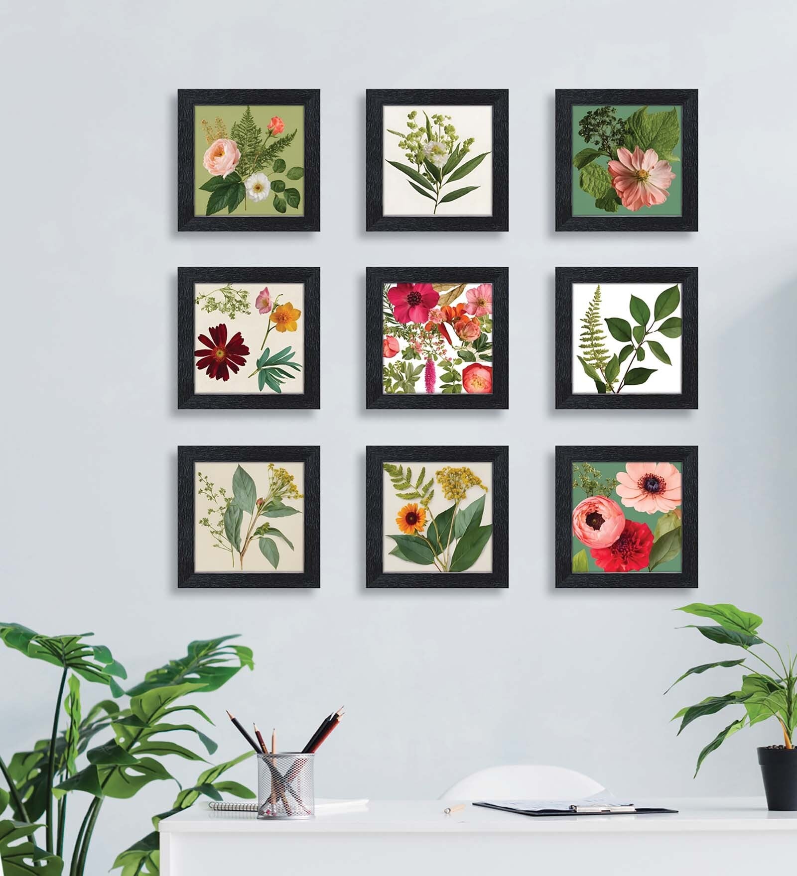 9Pcs  Floral  Wall Art Panel