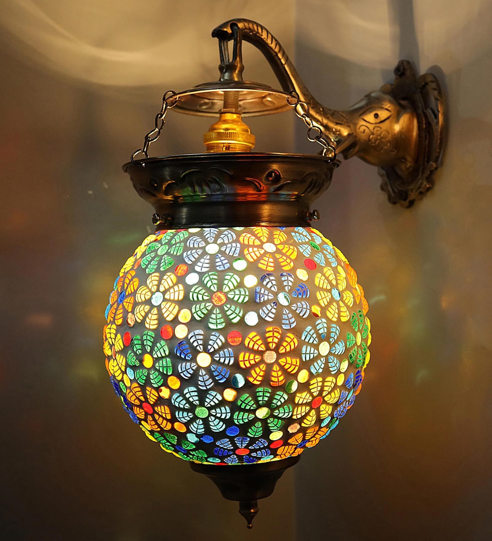 Multicolor Metal and Glass Wall Light