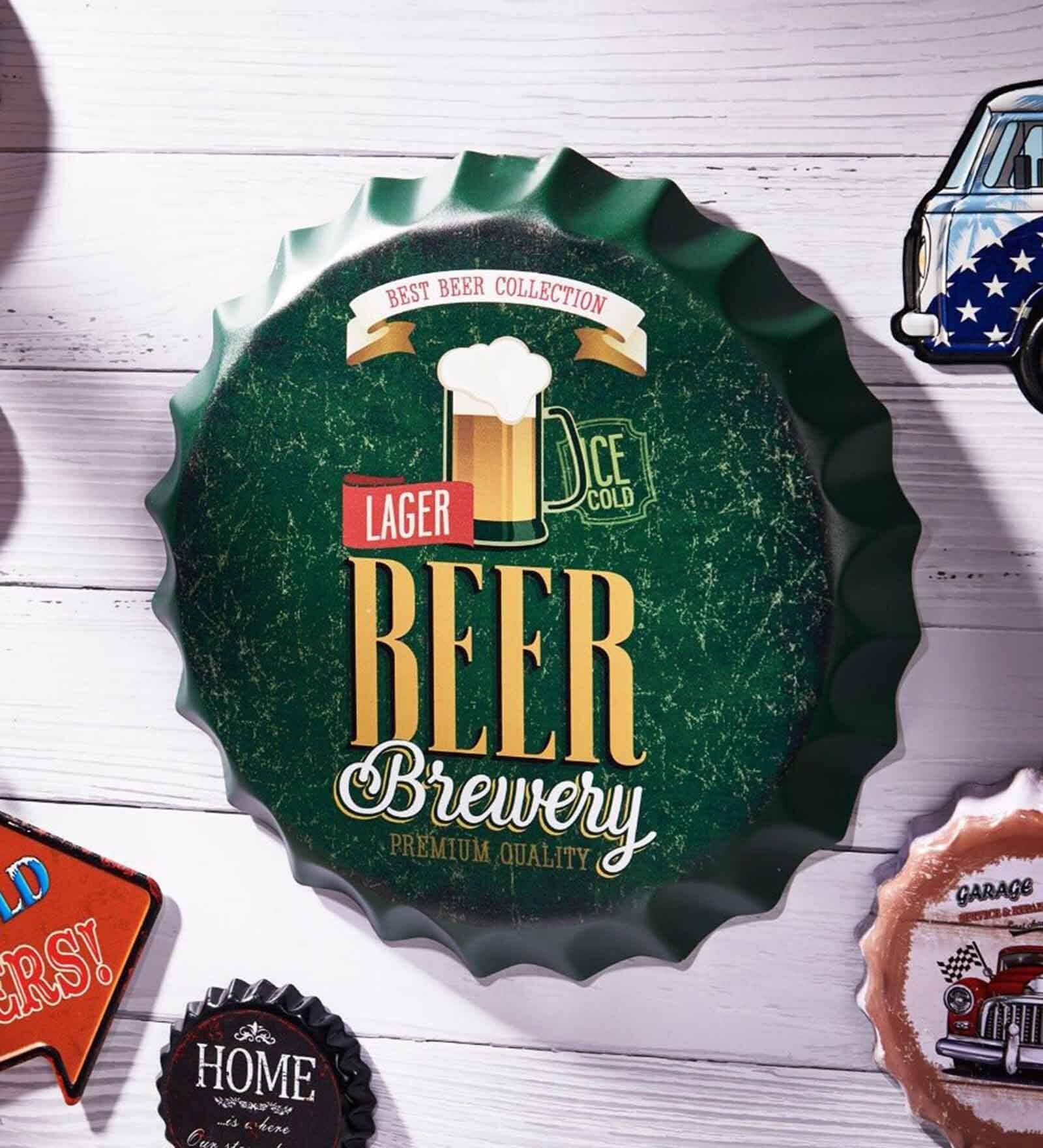 Green Metal Beer Brewery Wall Decor