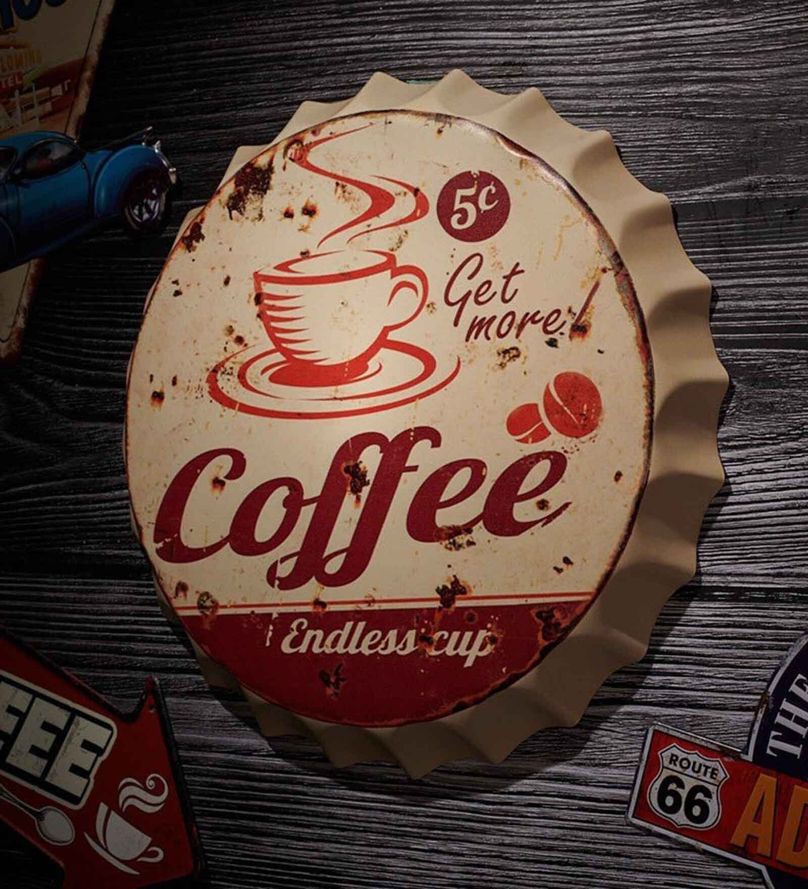Multicolor Metal Get More Coffee Endless Cup Wall Decor