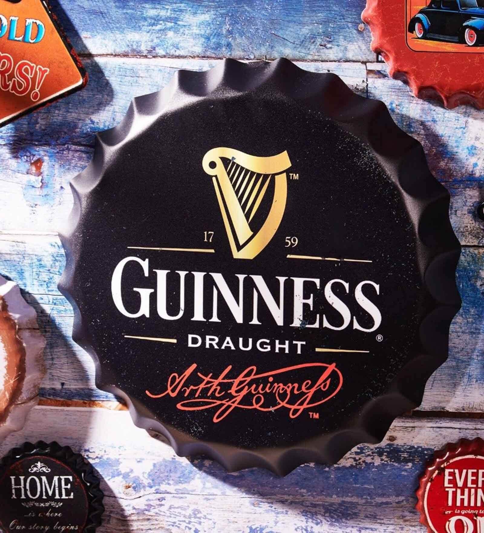 Multicolor Metal Guinness Draught Wall Decor