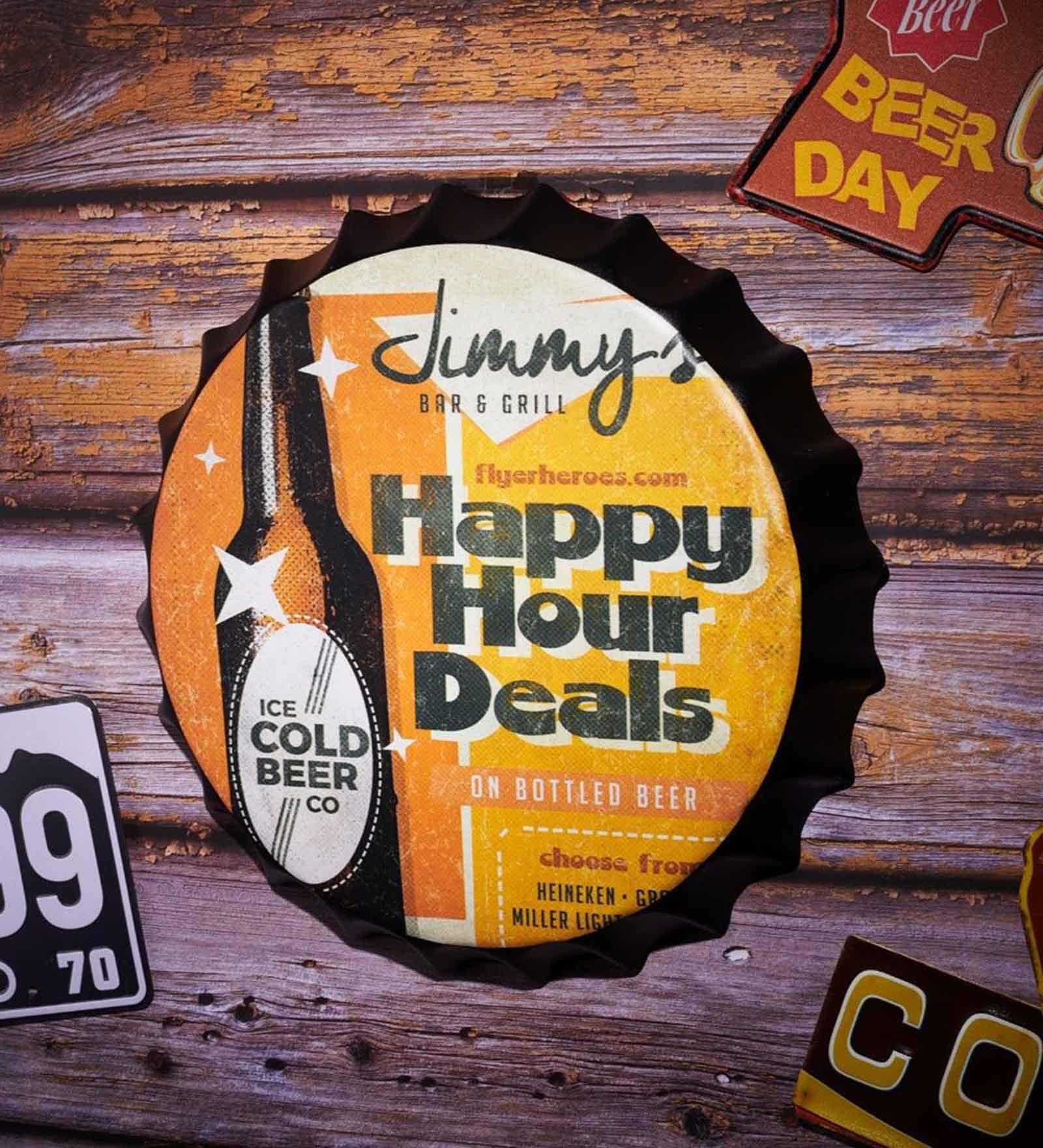 Multicolor Metal Happy Hour Deals Wall Decor