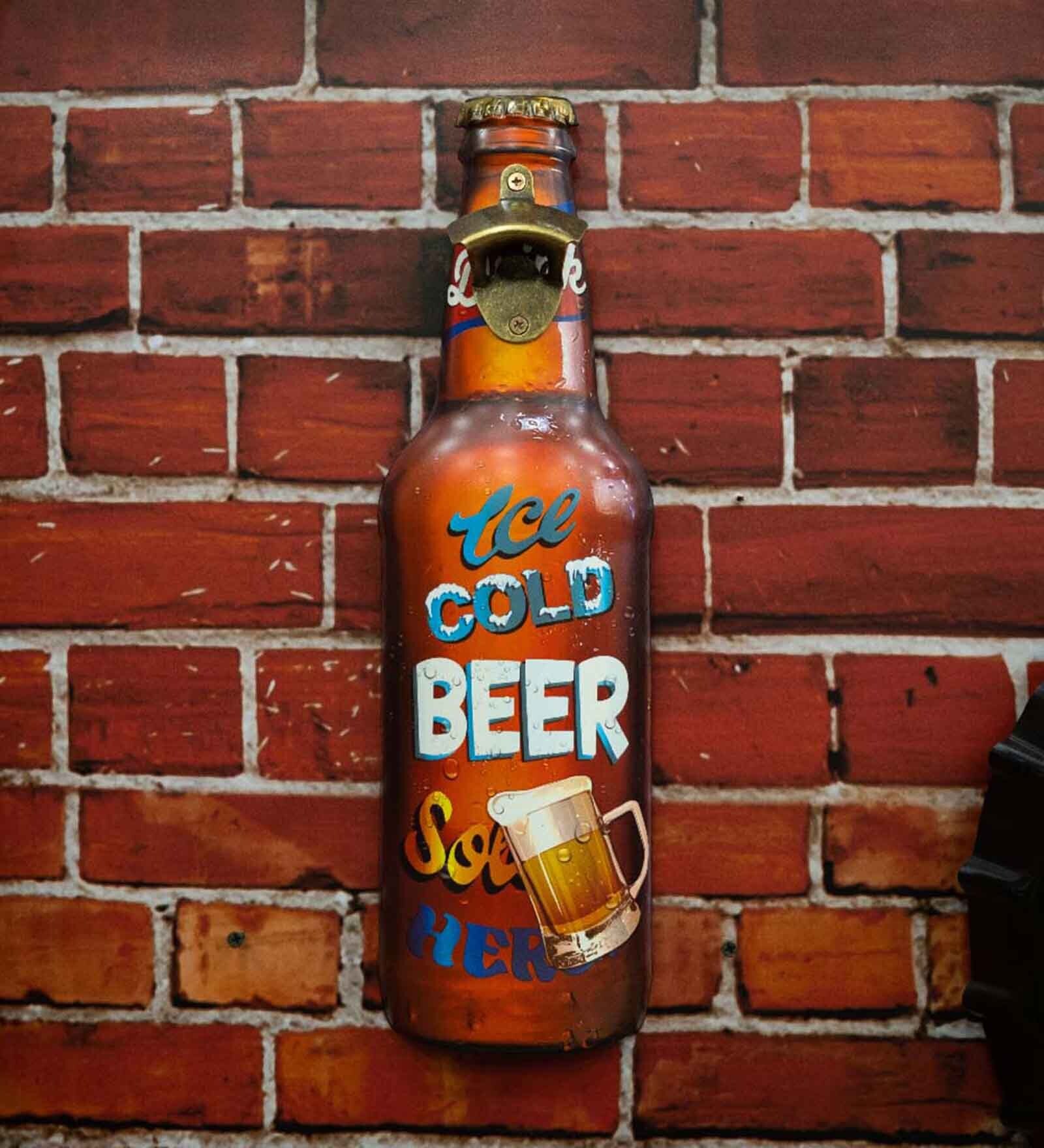 Multicolor Metal Ice Cold Beer Sold Here Wall Decor