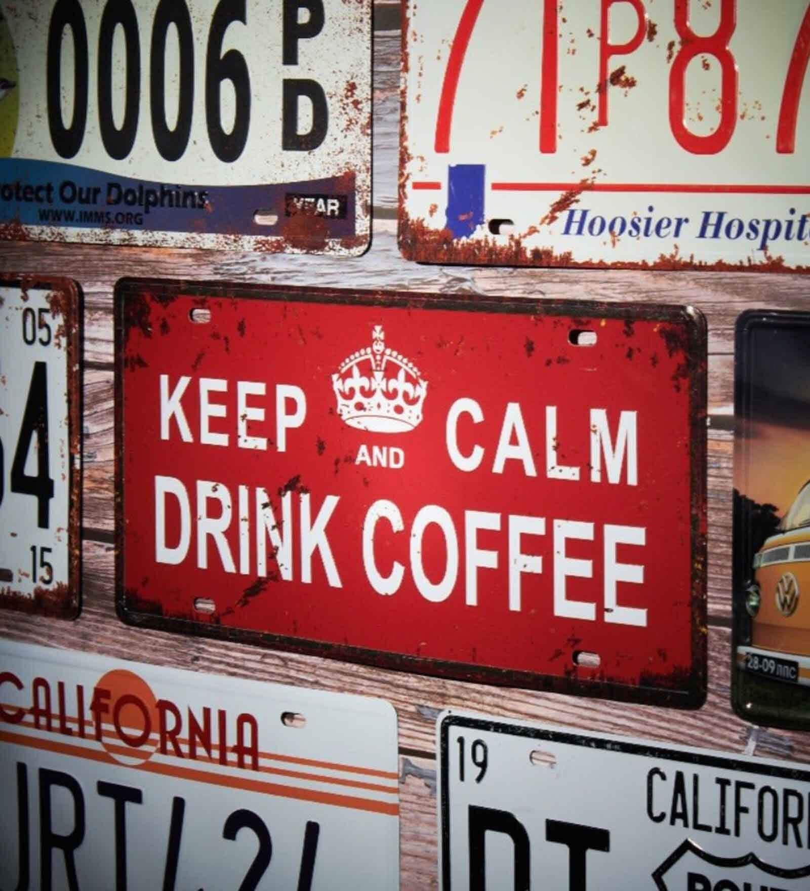 Multicolor Metal Keep Calm And Drink Coffee Wall sticker