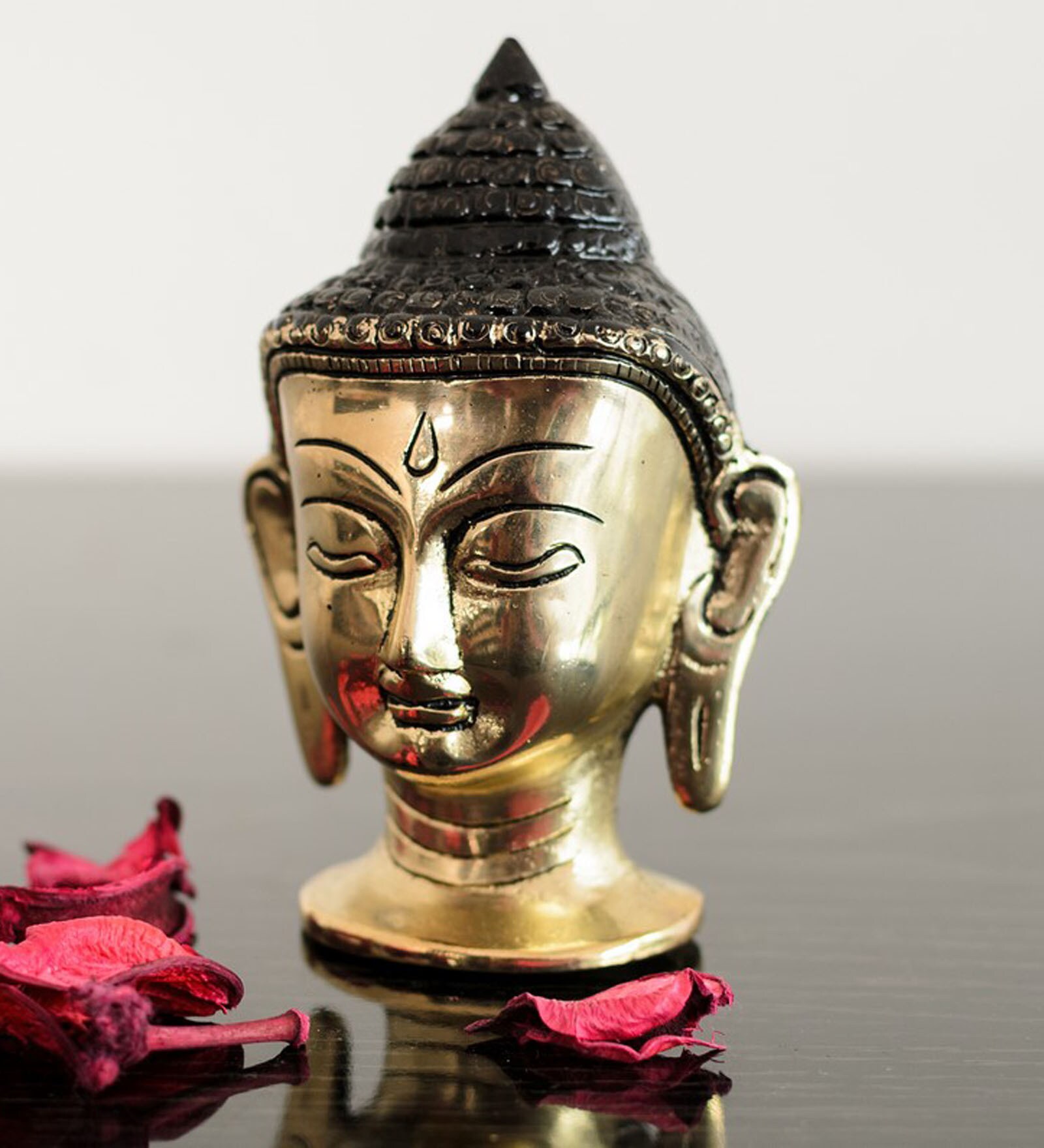 Gold Metal Meditating Buddha Head
