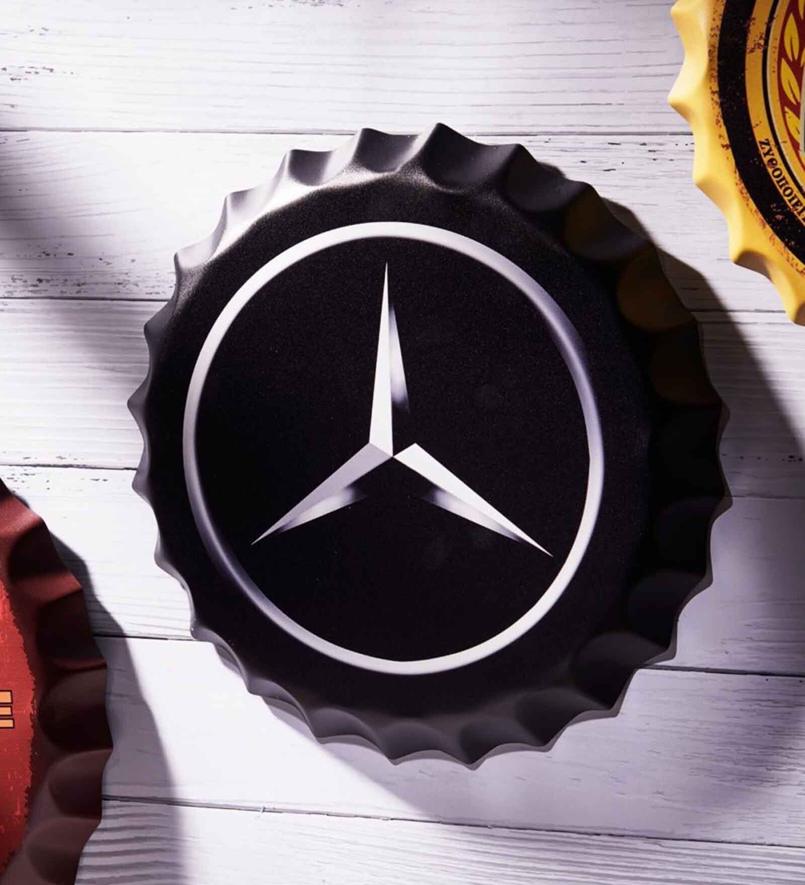 Black Metal Mercedes Wall Decor