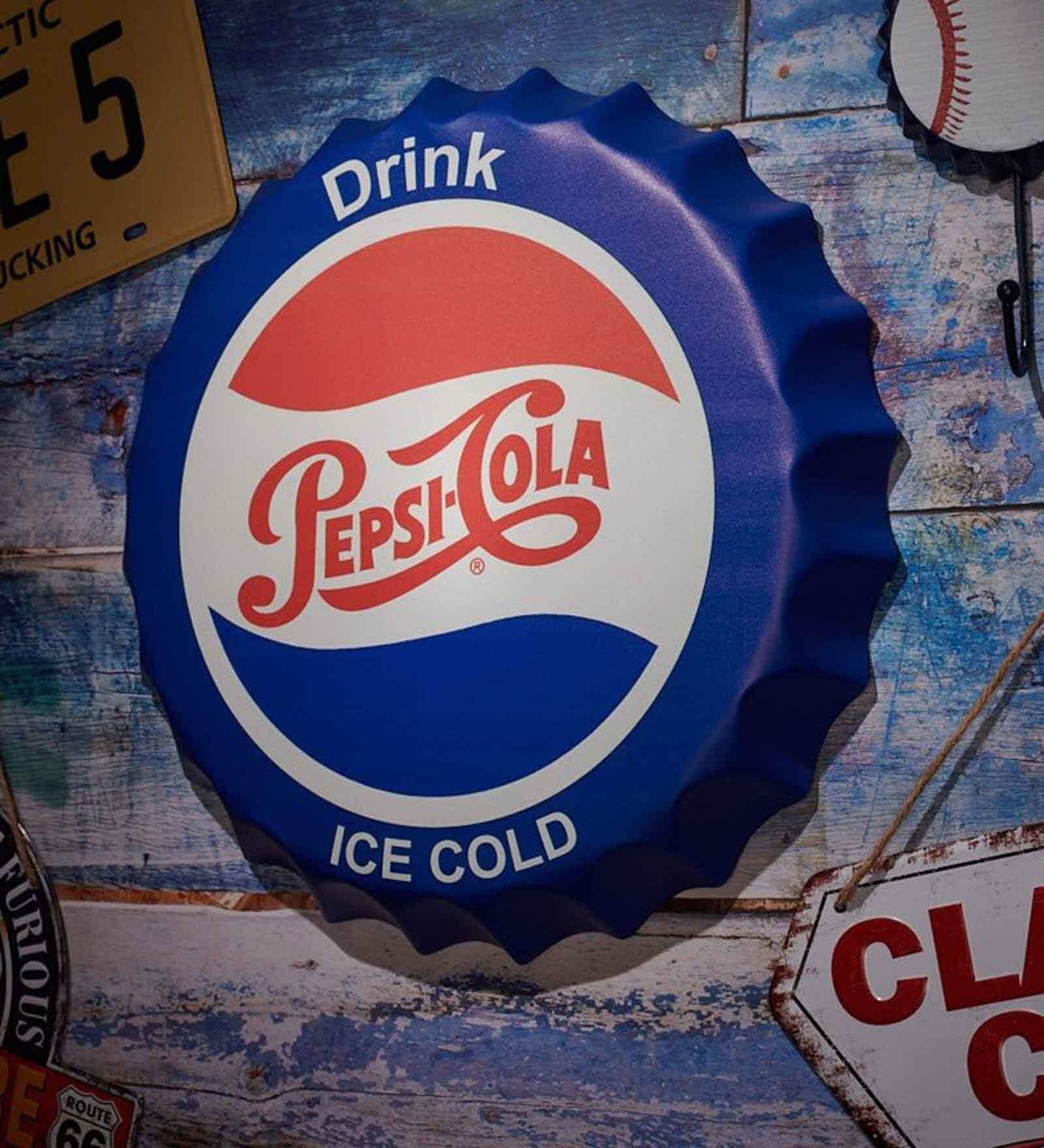 Blue Metal Pepsi Cola Wall Decor