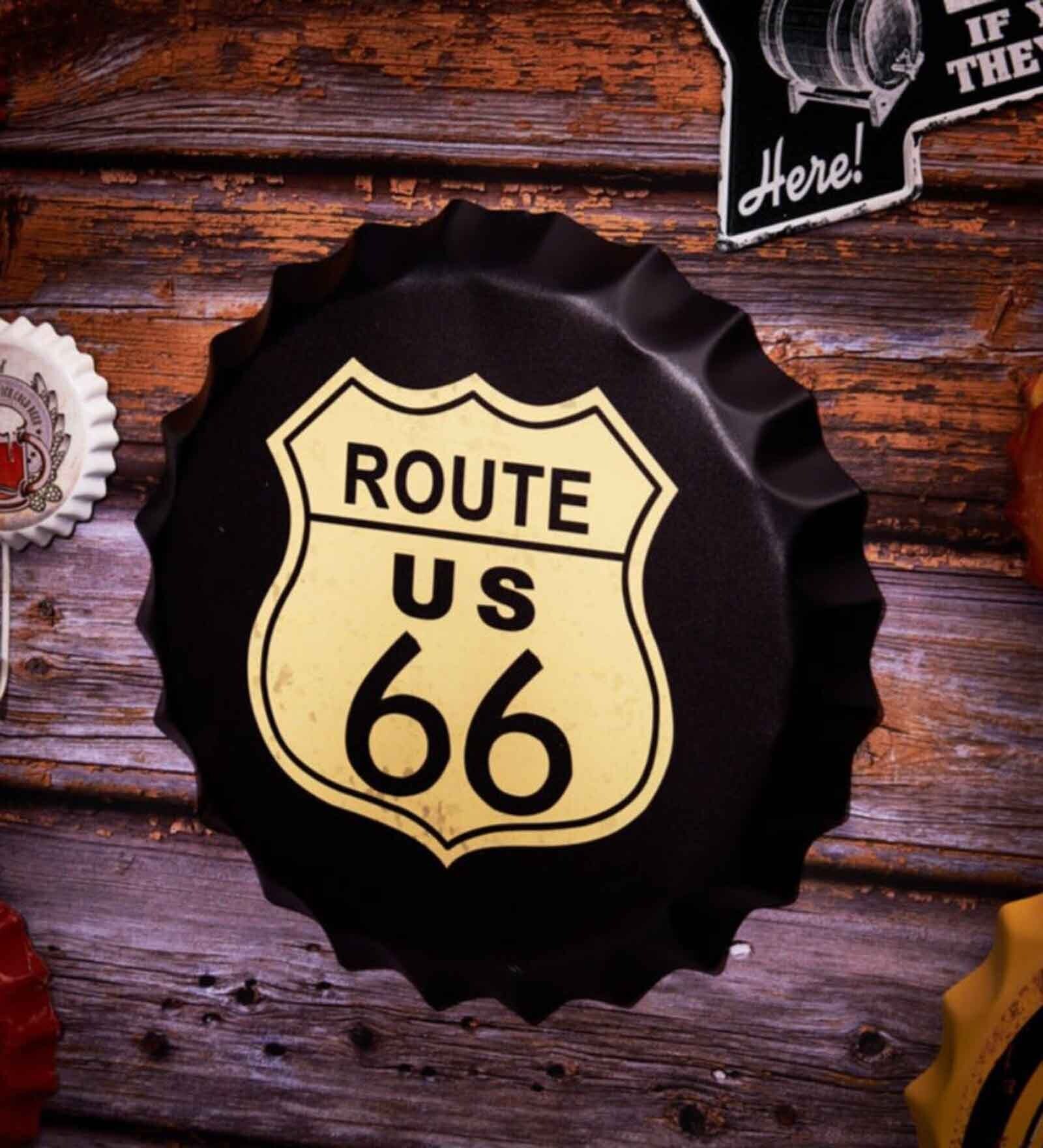 Black Metal Route Us 66 Black Wall Decor