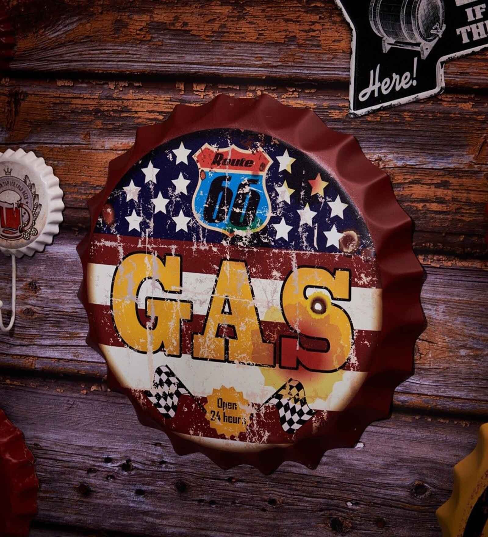 Brown Metal Route Us 66 Gas Wall Decor