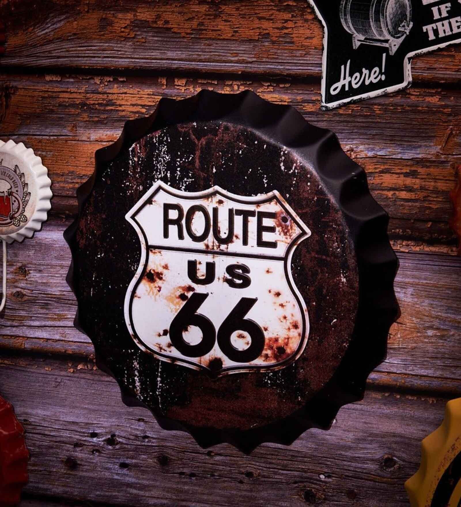 Black Metal Route Us 66 Retro Wall Decor
