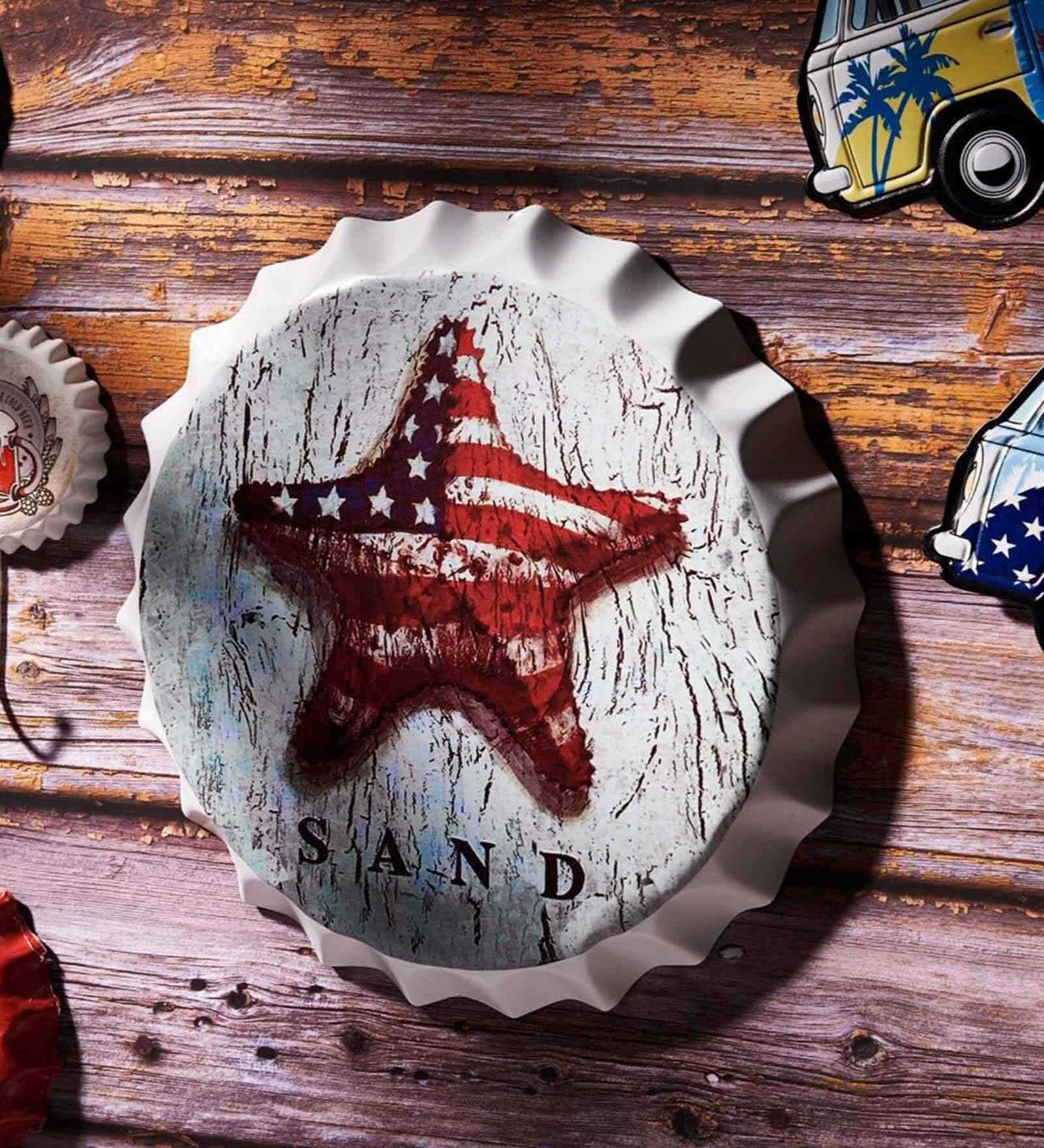 Multicolor Metal Star Fish Sand Wall Decor