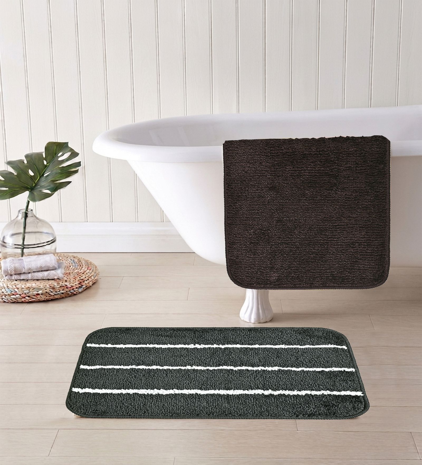 Multicolor Microfiber 15X23 Inches Anti-Skid Bath Mat Set Of 2